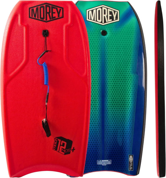 MOREY® Mach 12 MDS, 42.5" Bodyboard. Dynamic Speed Body Boards for Beach, for All Skill Levels, Embedded Fiberglass Stringer, with Coil Leash. Re-Engineered 2025 Model