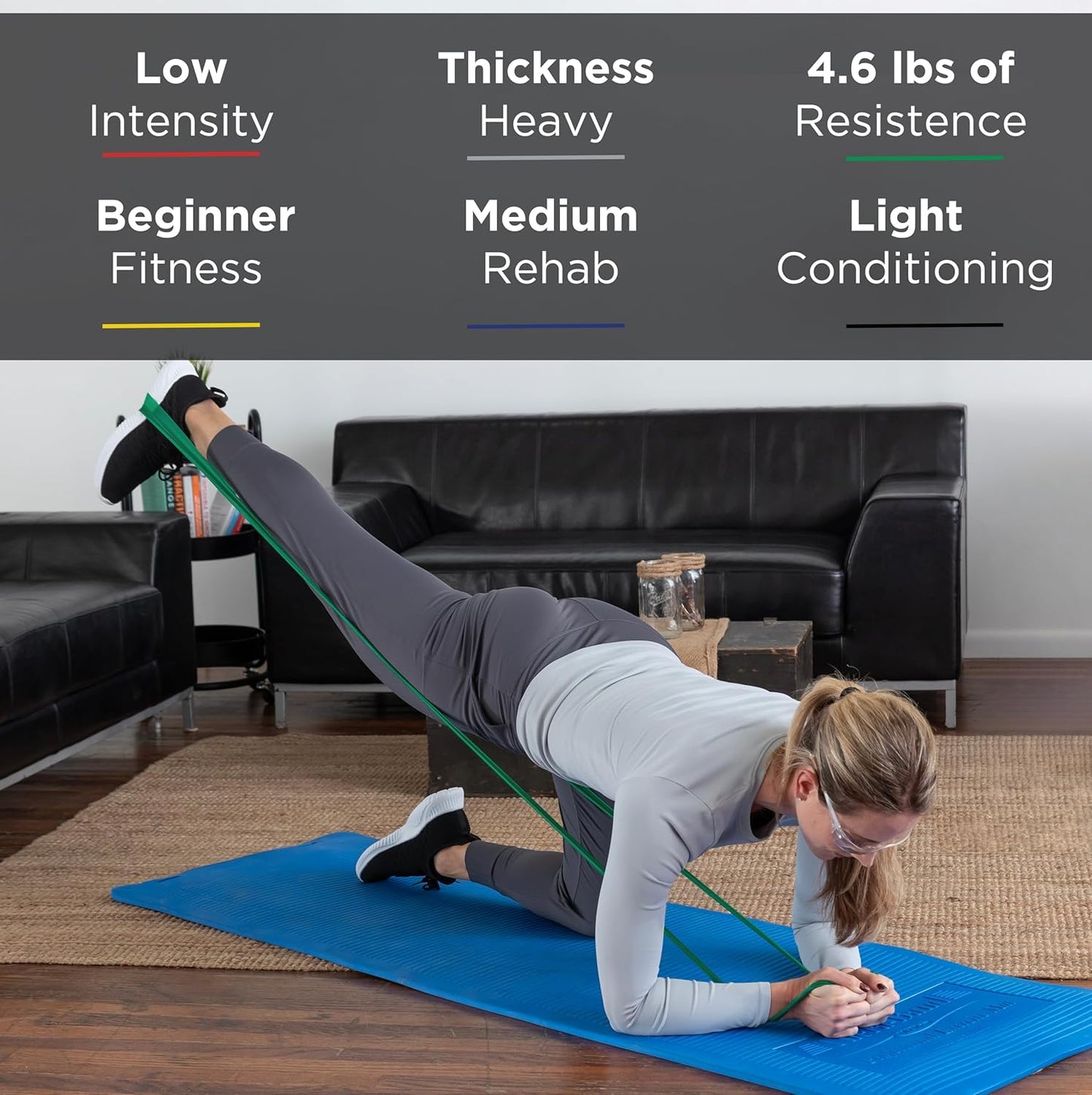 THERABAND Resistance Bands Set, Professional Non-Latex Elastic Band For Upper & Lower Body Exercise, Strength Training without Weights, Physical Therapy, Pilates, Rehab, Yellow & Red & Green, Beginner