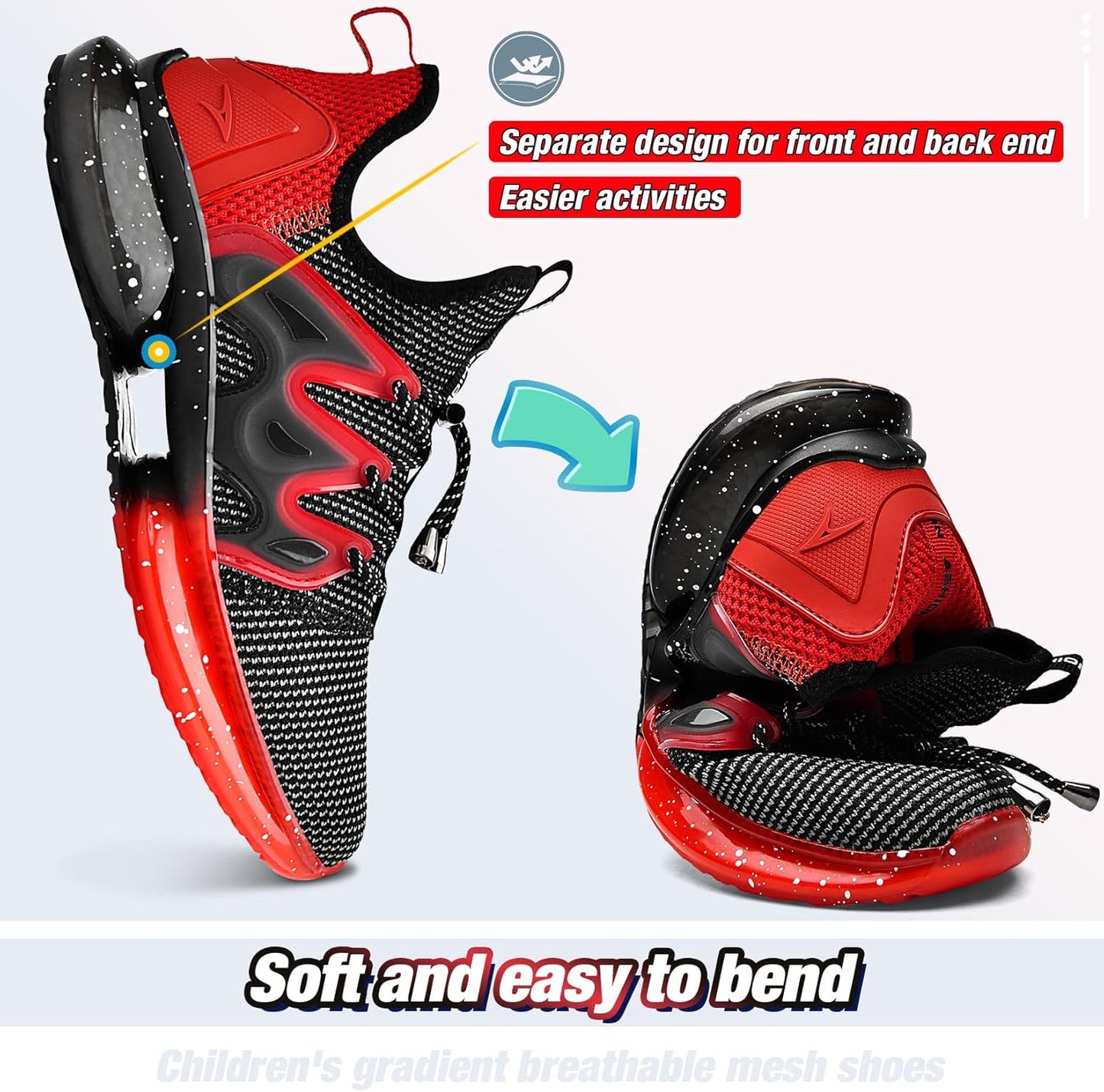 WETIKE Boy's Shoes Mesh Slip on Lightweight Running Sneakers