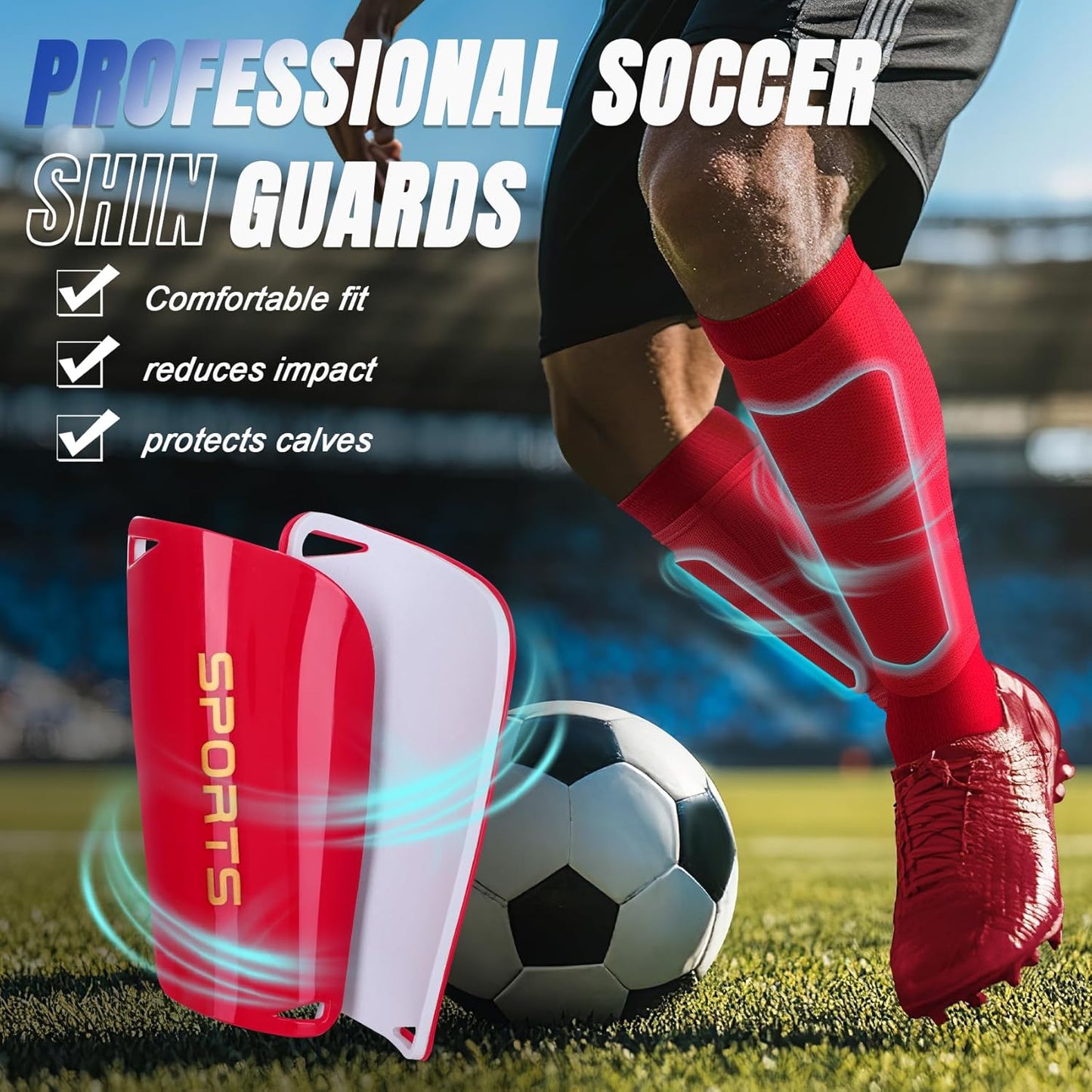 XZQTIVE Soccer Shin Guards with Shin Sleeves and Soccer Socks, Football Shin Pads Set for Kids Youth and Adult