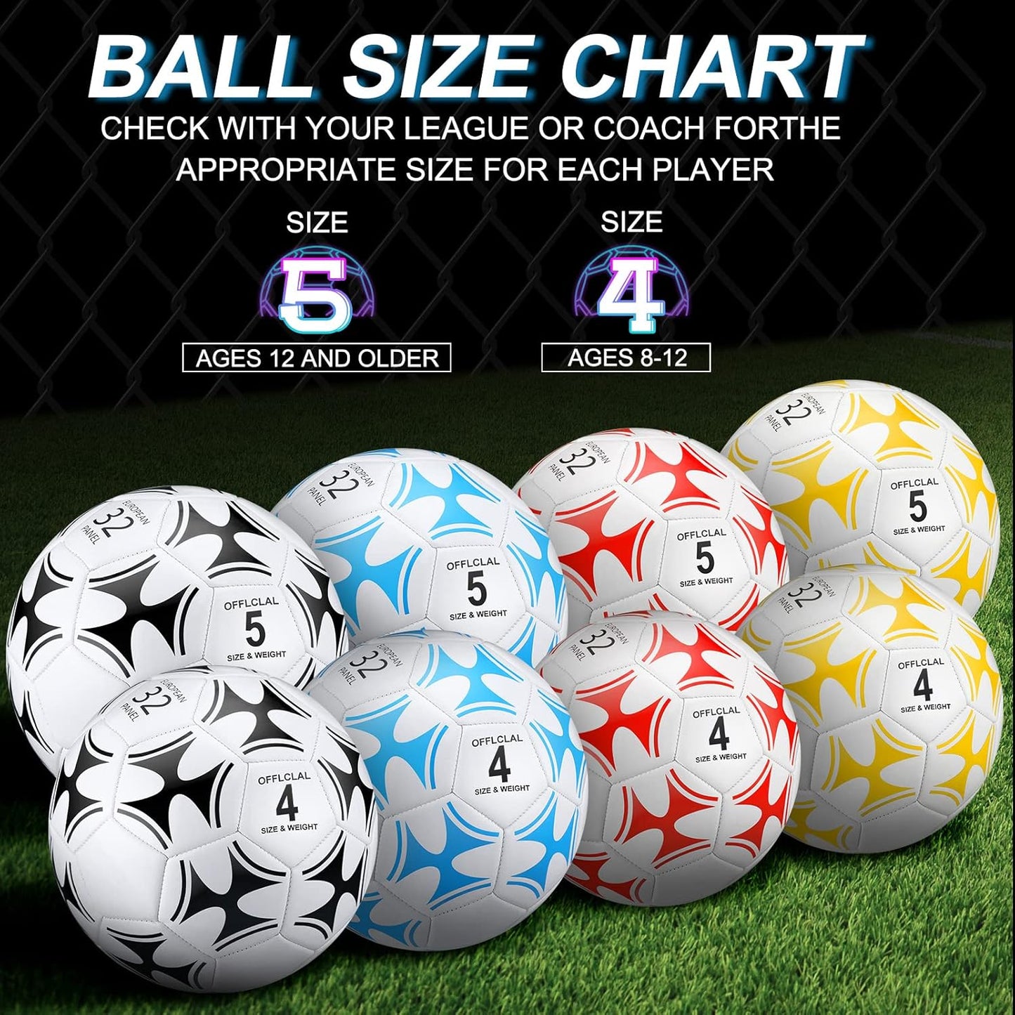 Lenwen 12 Pcs Soccer Balls with Pump Bulk Official Size 5 4 3 Kids Teen Adult Indoor Outdoor Sports Soccer Ball Toddler Youth Gift for Training Game Practice Christmas Operation
