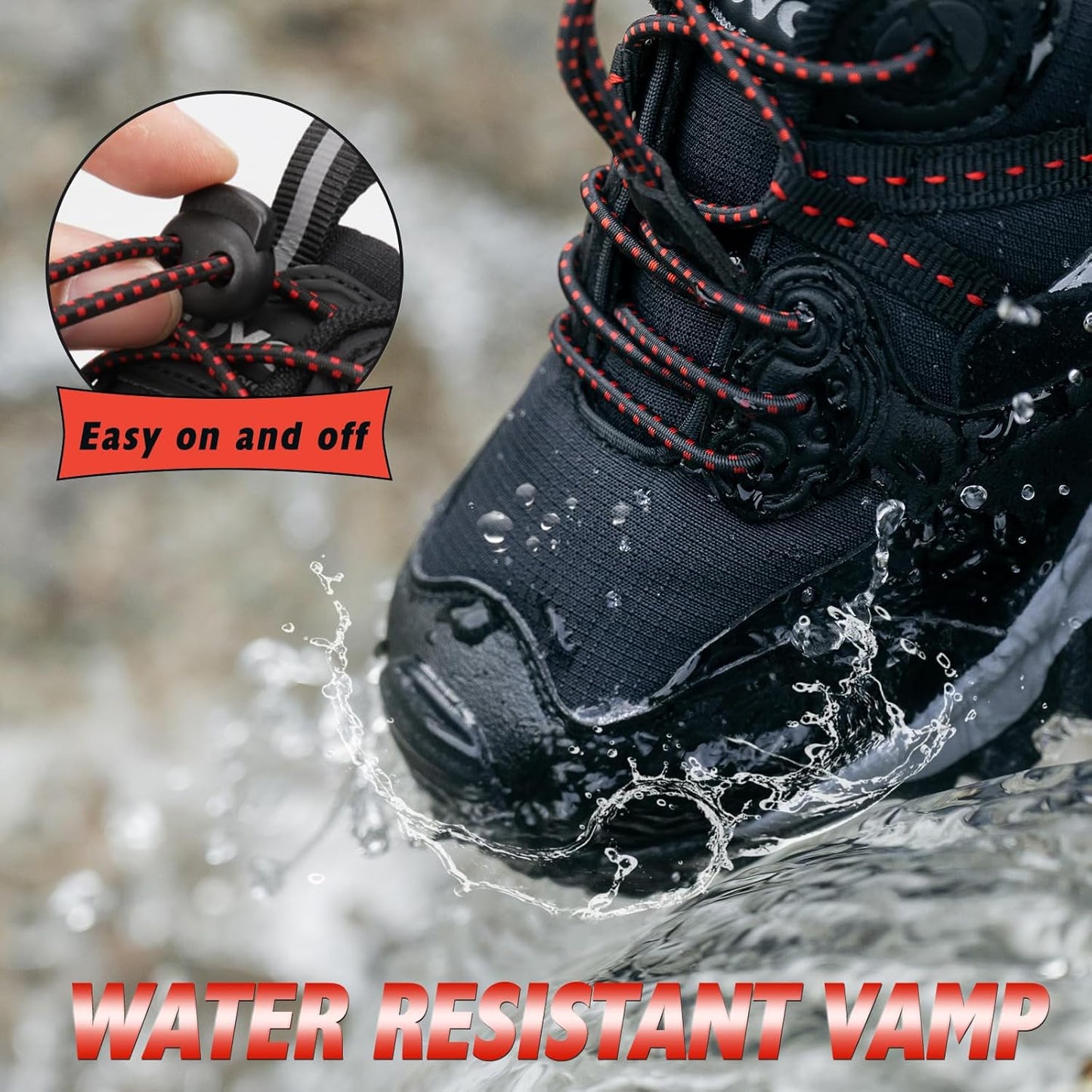 UOVO Boys Girls Hiking Shoes Kids Waterproof Running Trail Fashion Sneakers Breathable Lightweight Non-Slip Outdoor Walking Sports Shoe(Little/Big Kids)