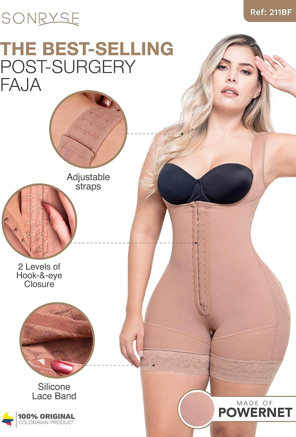 Sonryse Tummy Tuck Compression Garment for Women Fajas Colombianas Reductoras y Moldeadoras Stage 2 Faja