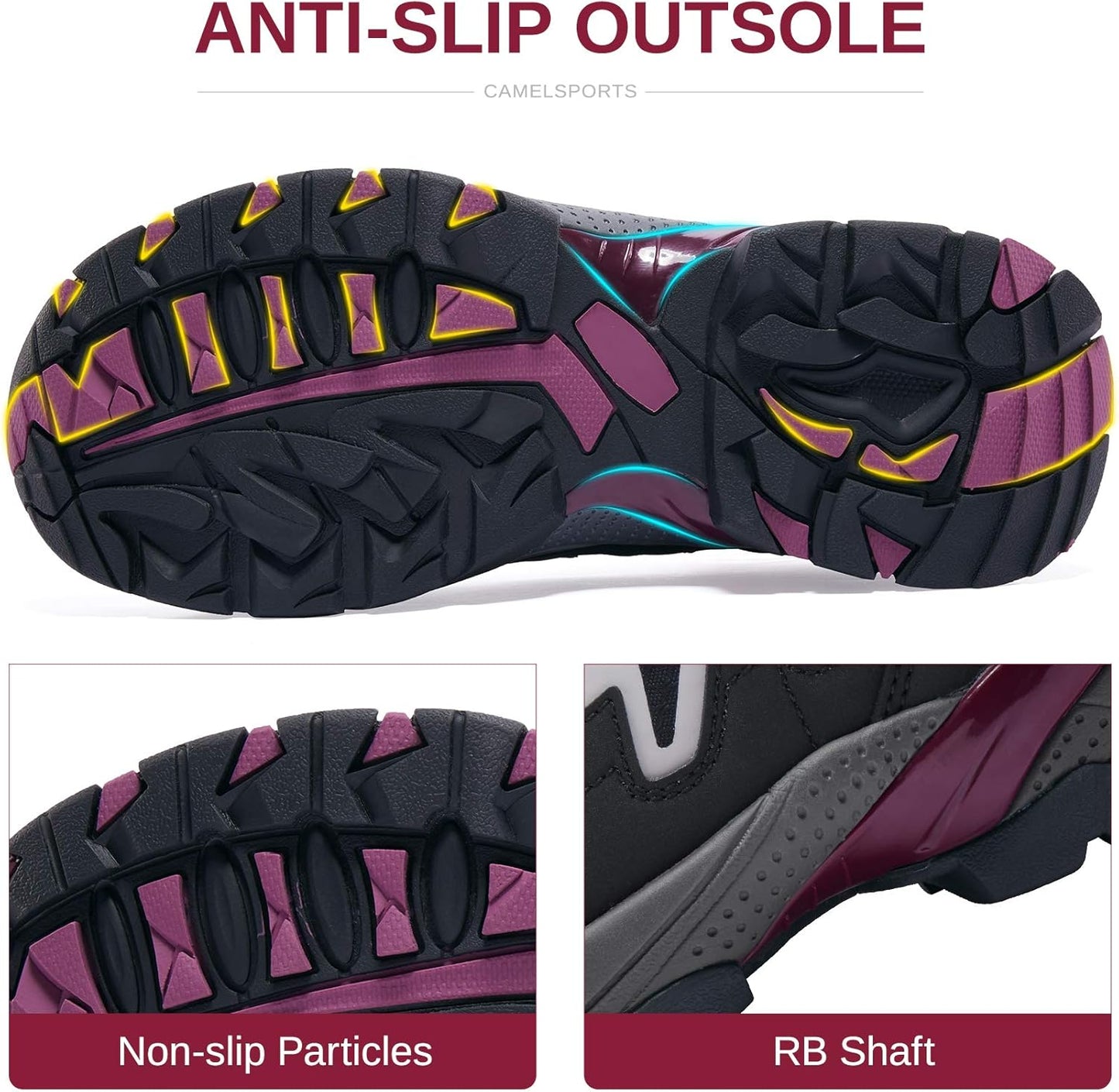 CAMELSPORTS Women's Hiking Shoes Waterproof Lightweight Trail Running Shoes Non-Slip Breathable Outdoor Sneakers for Trekking Walking