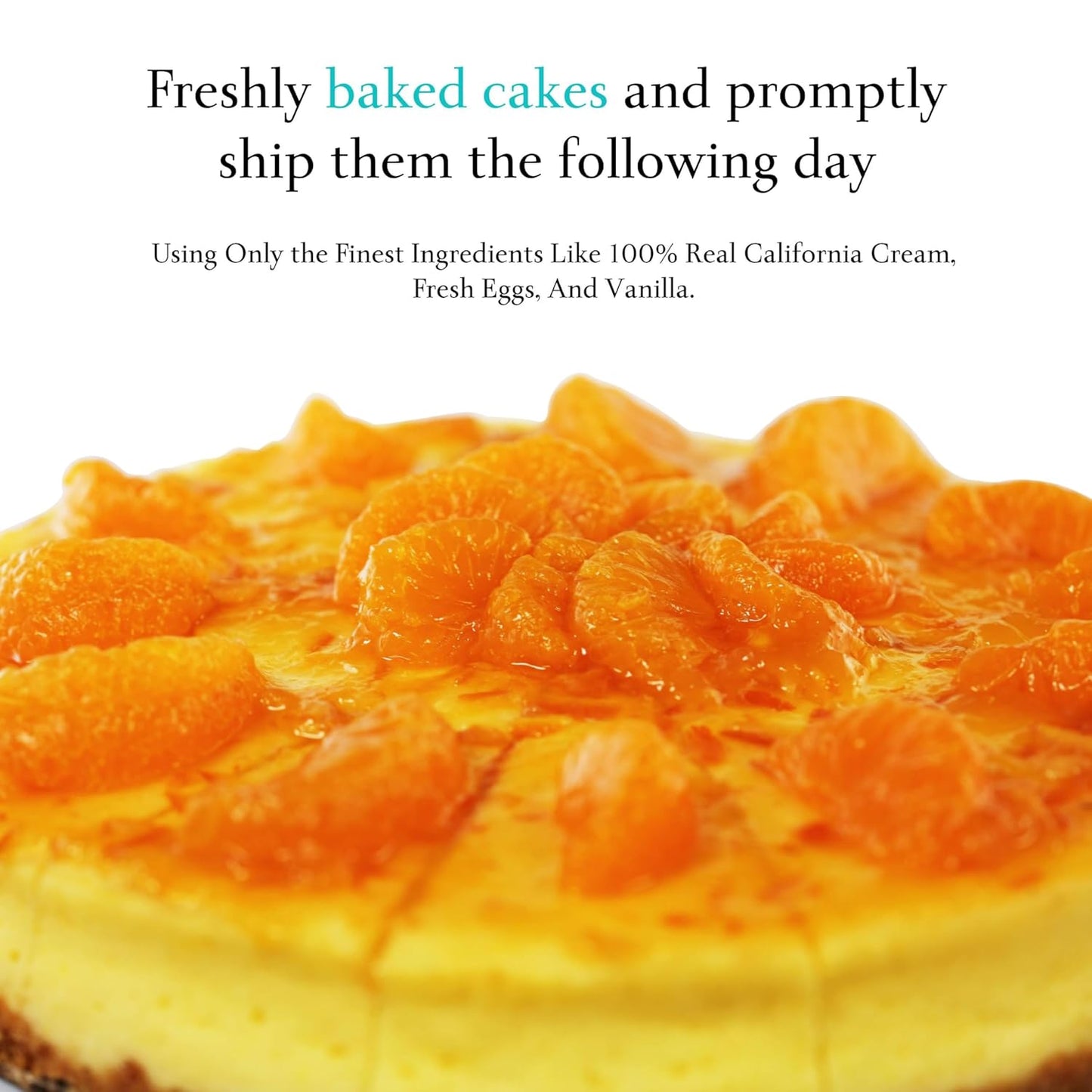 Andy Anand's Baked Gourmet Sugar Free Orange Cheesecake 9" (2 lbs) | No Preservatives Cheesecake & Diabetic-Friendly, You Won't Believe It's Sugar Free! | Freshly Made with California Cream Cheese