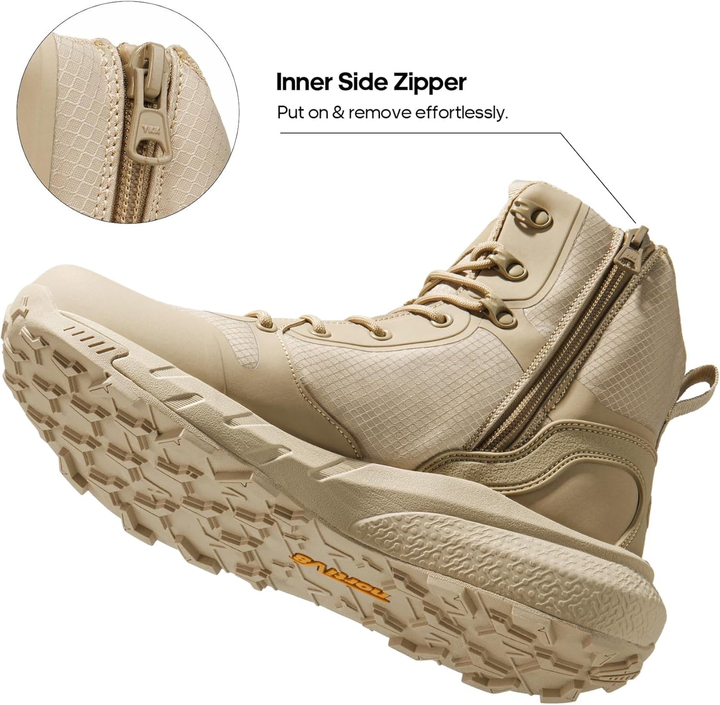 NORTIV 8 Men's Military Tactical Boot Lightweight Comfortable Boots for Work All Day Side Zipper Motorcycle Combat Hiking Boots Metrostrike(8-9 Inches)