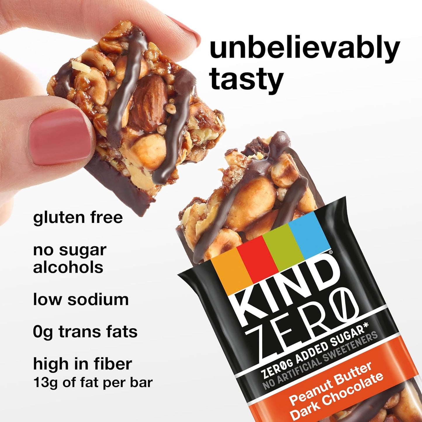 KIND ZERO Added Sugar Bars, Peanut Butter Dark Chocolate, Keto Friendly Snacks, Gluten Free, 5g Protein, 5 Count (Pack of 2)