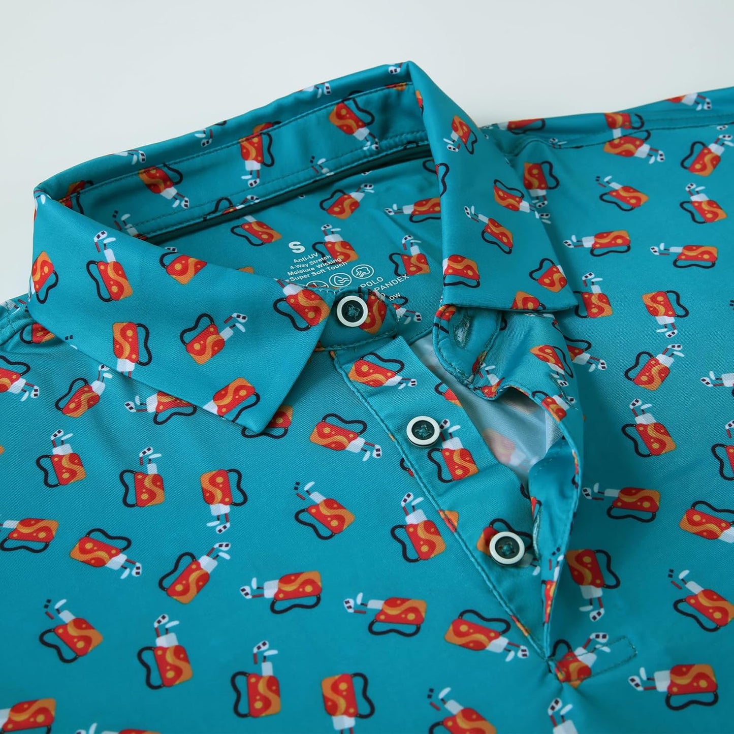Esabel.C Golf Shirts for Men Dry Fit Performance Short Sleeve Print Moisture Wicking Collared Shirt