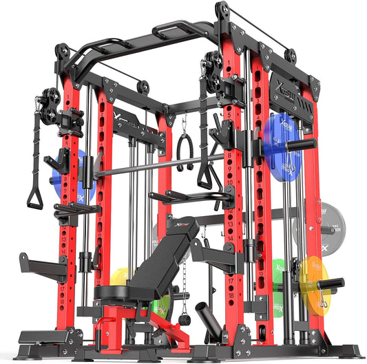 Power Cage,1600lbs Multi-Function Power Rack with Adjustable Cable Crossover System and More Training Attachment, Weight Cage for Home Gym