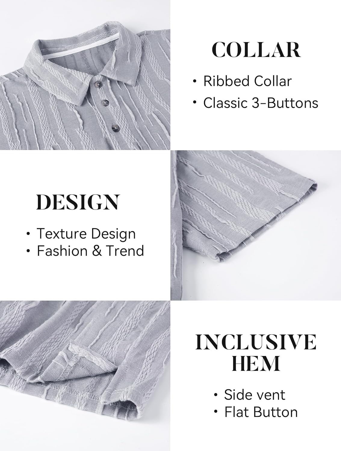 Esabel.C Golf Shirts for Men Dry Fit Performance Short Sleeve Print Moisture Wicking Collared Shirt