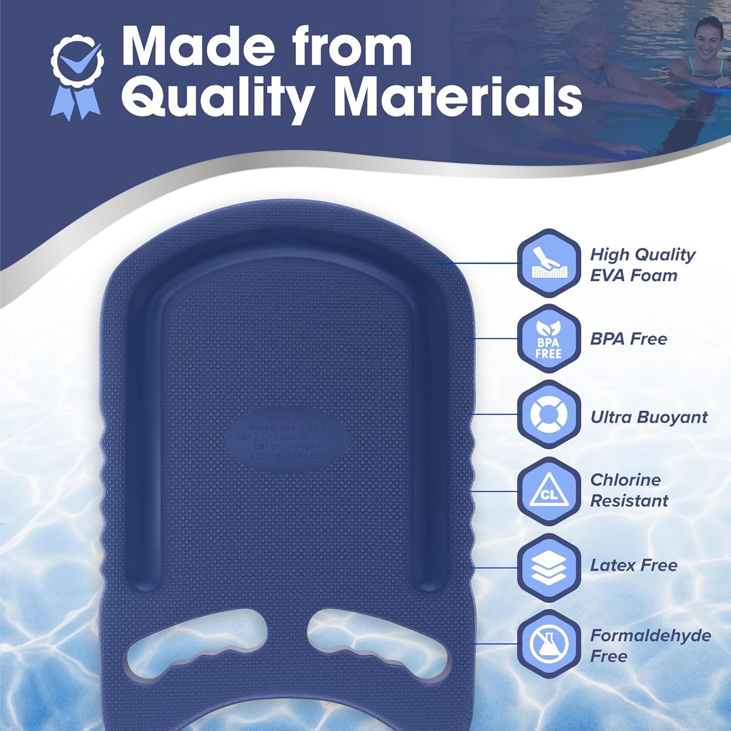 Kickboard Adult & Youth Swim Buoy Aid Leg Kick Exercise Training Float for Swimming Pool or Open Water Foam Equipment | High Buoyancy | Non-Slip | EVA Material & BPA Free