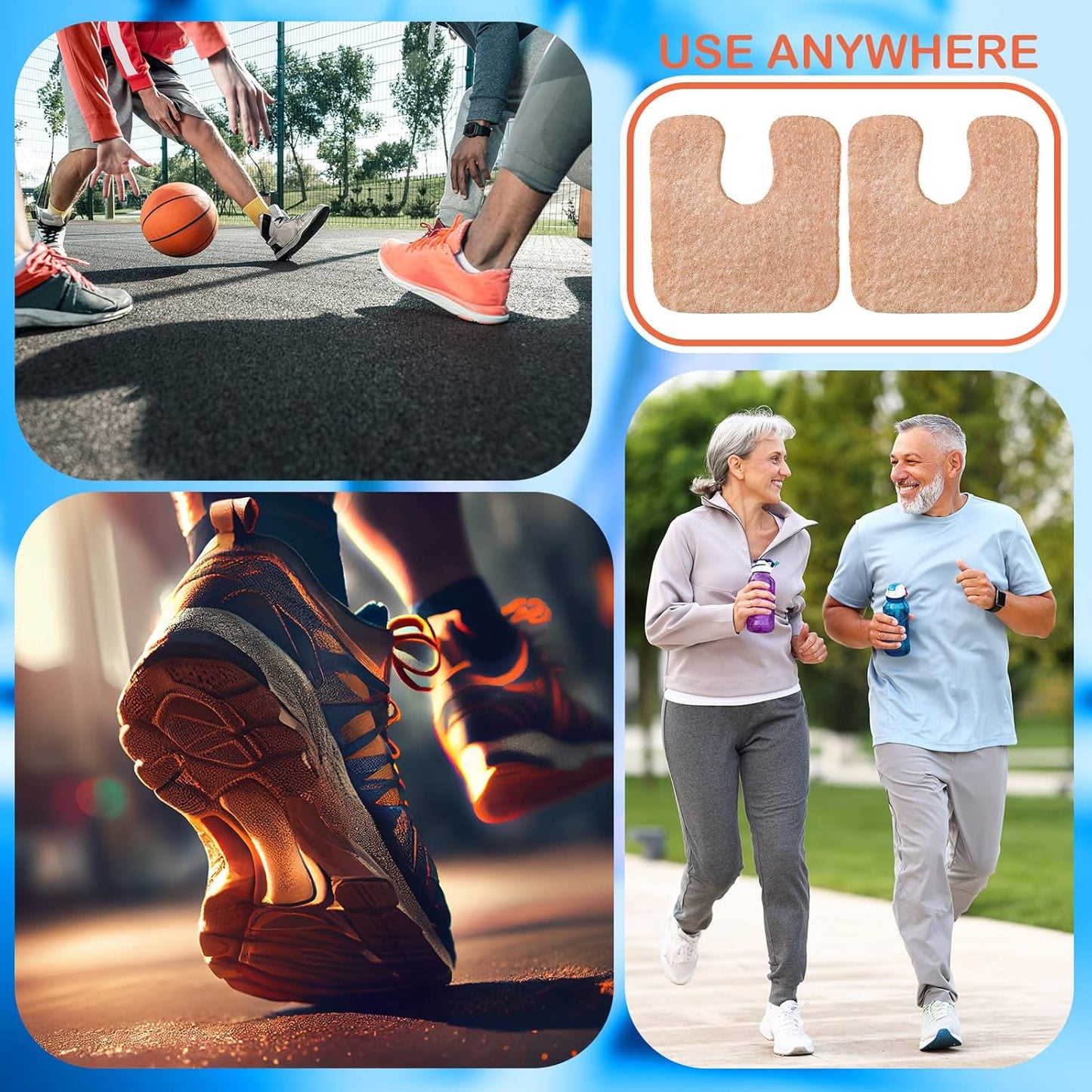 Boao 120 Pcs Callus Pads 1/4" Thick U Shaped Metatarsal Corn Pads Felt Callus Cushions Adhesive Corn Protectors for Men Women Feet Toes Pain Relief Blister Prevention