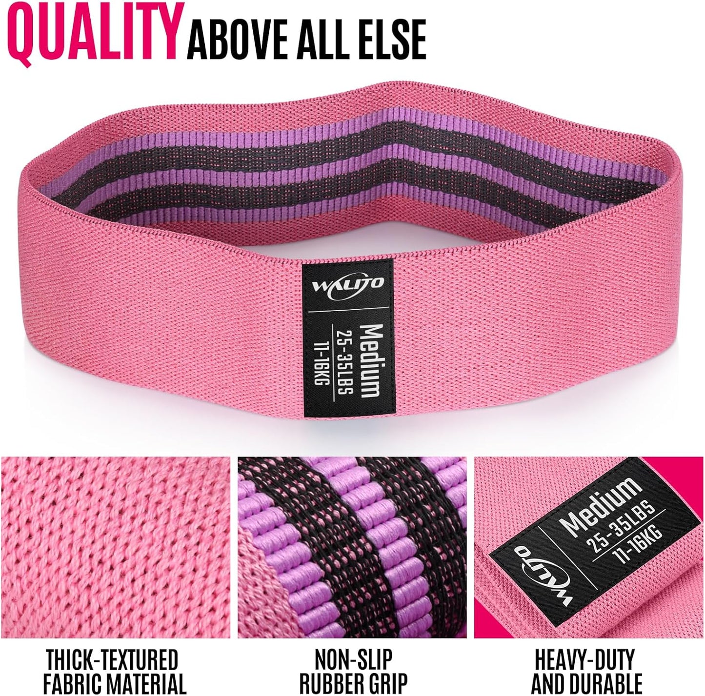 WALITO Resistance Bands for Working Out, Fabric Exercise Bands for Legs and Butt, Workout Bands for Women and Men, Booty Band for Yoga Starter Set, Pilates, Rehab, Fitness and Home Workout