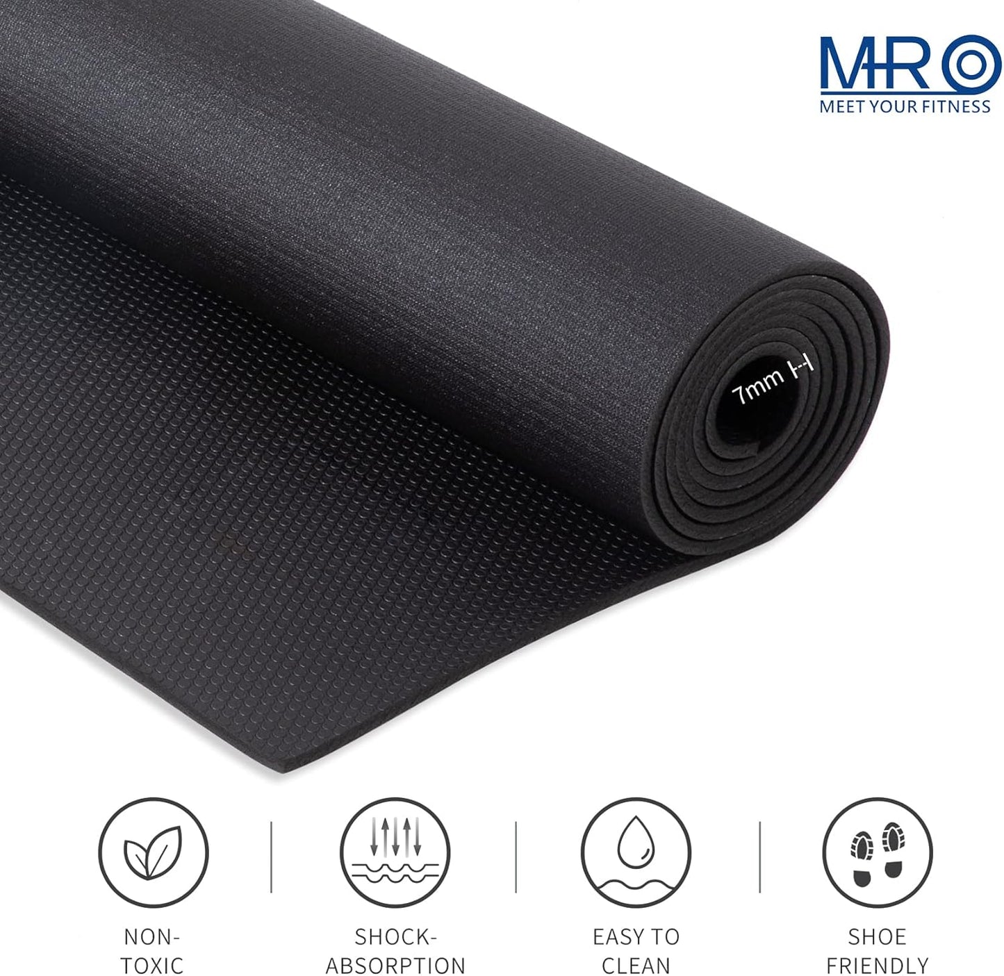 MRO Extra Large Exercise Mat 12'x7'/9'x7'/7'x7'/7'x5'(7mm), High-Density Workout Mats for Home Gym Flooring, Non-Slip, Extra Thick Durable Cardio Mat, Ideal for Plyo, MMA, Jump Rope - Shoe Friendly