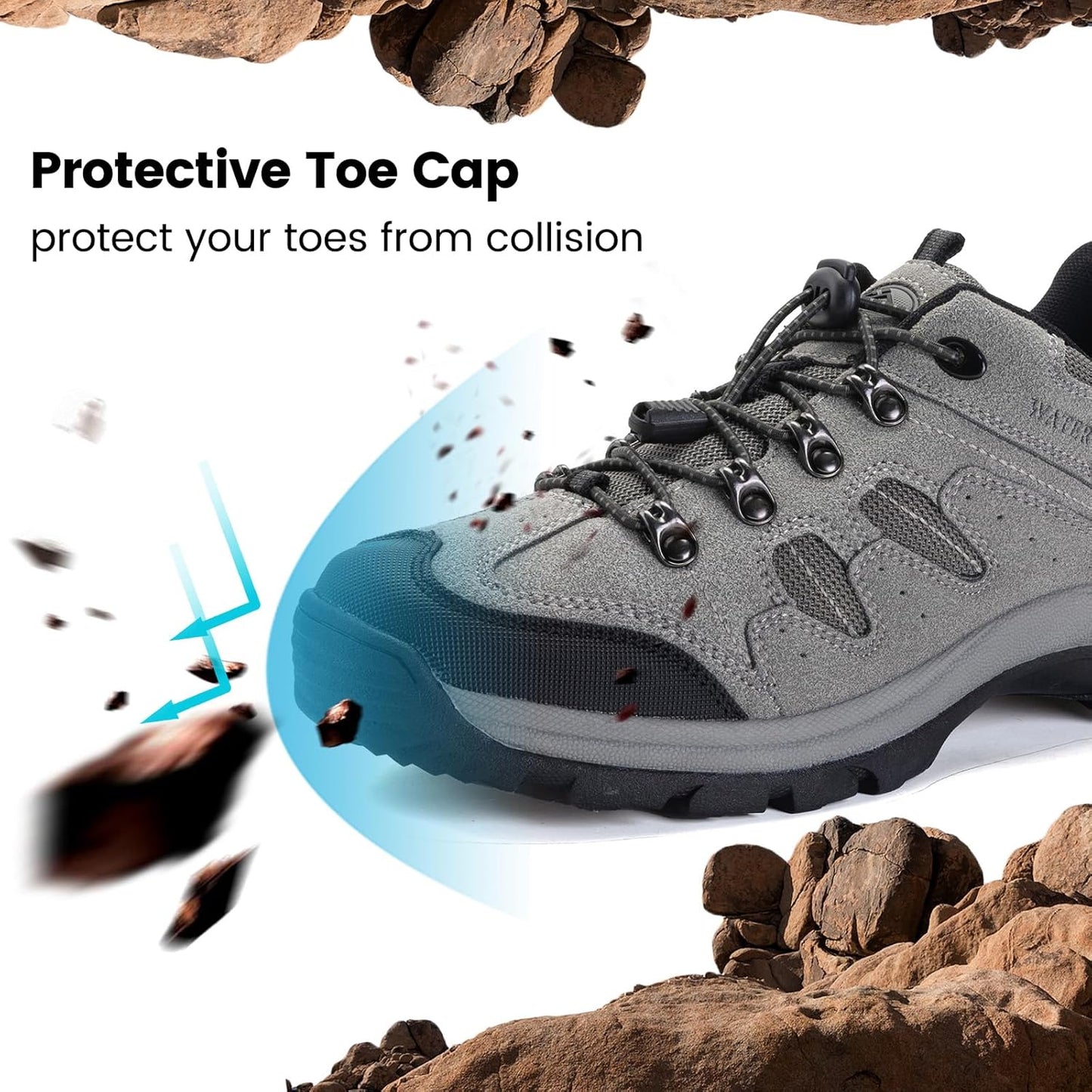 CC-Los Men's Waterproof Hiking Shoes Outdoor Comfortable Trekking Shoe Lightweight Working Sneaker