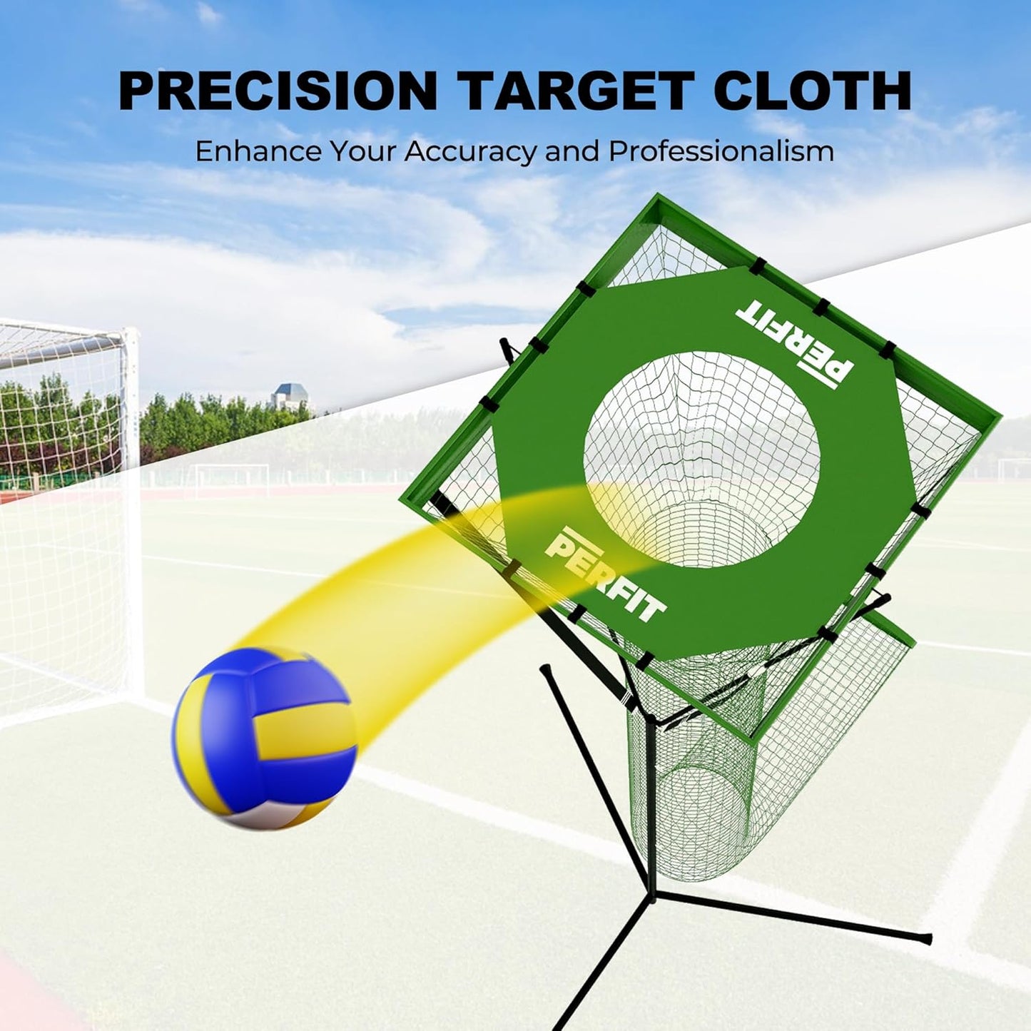 Volleyball Setter Trainer Net, 3x3 Ft Adjustable Height & Angle, Perfect for Indoor & Outdoor Targeted Volleyball Training Equipment, Enhances Setting, Spiking & Serving Skills, Includes Target Cloth