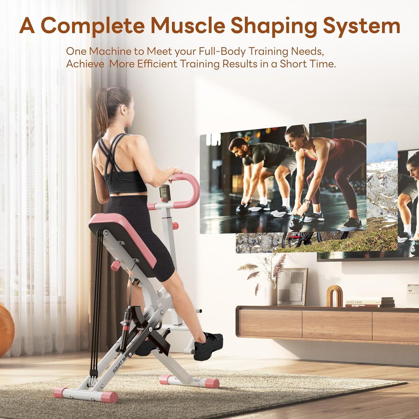 SogesPower Squat Machine for Home Gym, Squat Rowing Machine with Adjustable Resistance and Optional Full Motion, Squat Assist Trainer for Glutes & Legs Workout, Up to 330lbs