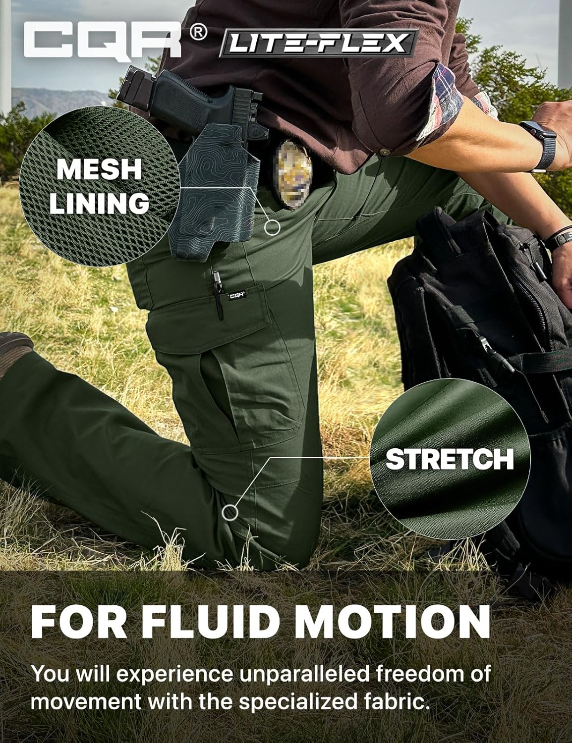 CQR Women's Flex Stretch Tactical Pants, Water Resistant Ripstop Cargo Work Pants with Pockets for Outdoor & Hiking