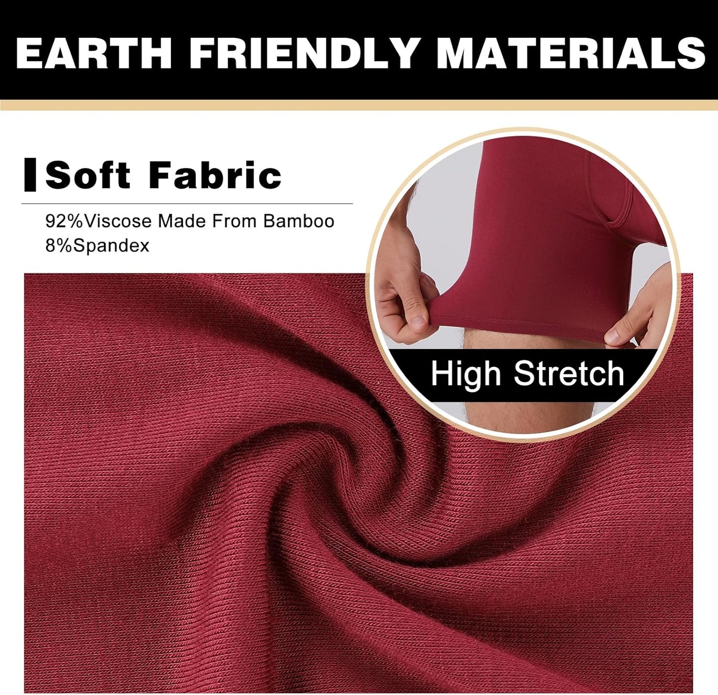 BAMBOO COOL Men's Ultra ComfortSoft Underwear, Moisture Wicking & Breathable No Ride Up Boxer Briefs with Fly, Multipack