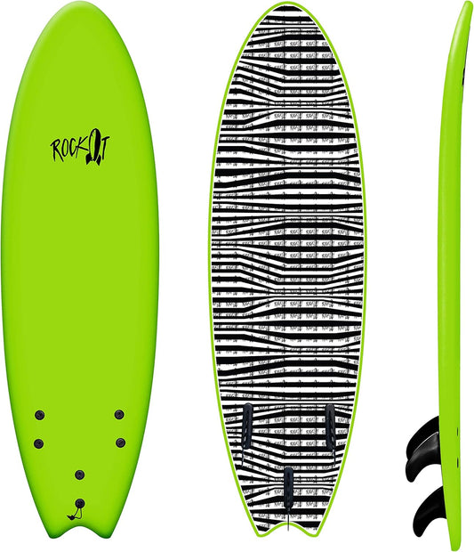 Rock-It 6' Albert Performance Fish Soft Top Surfboard Surf Board, Foam Surfboard, Kids Surfboard, Adult Surfboard, Tabla De Surf, Beginner Surfboard