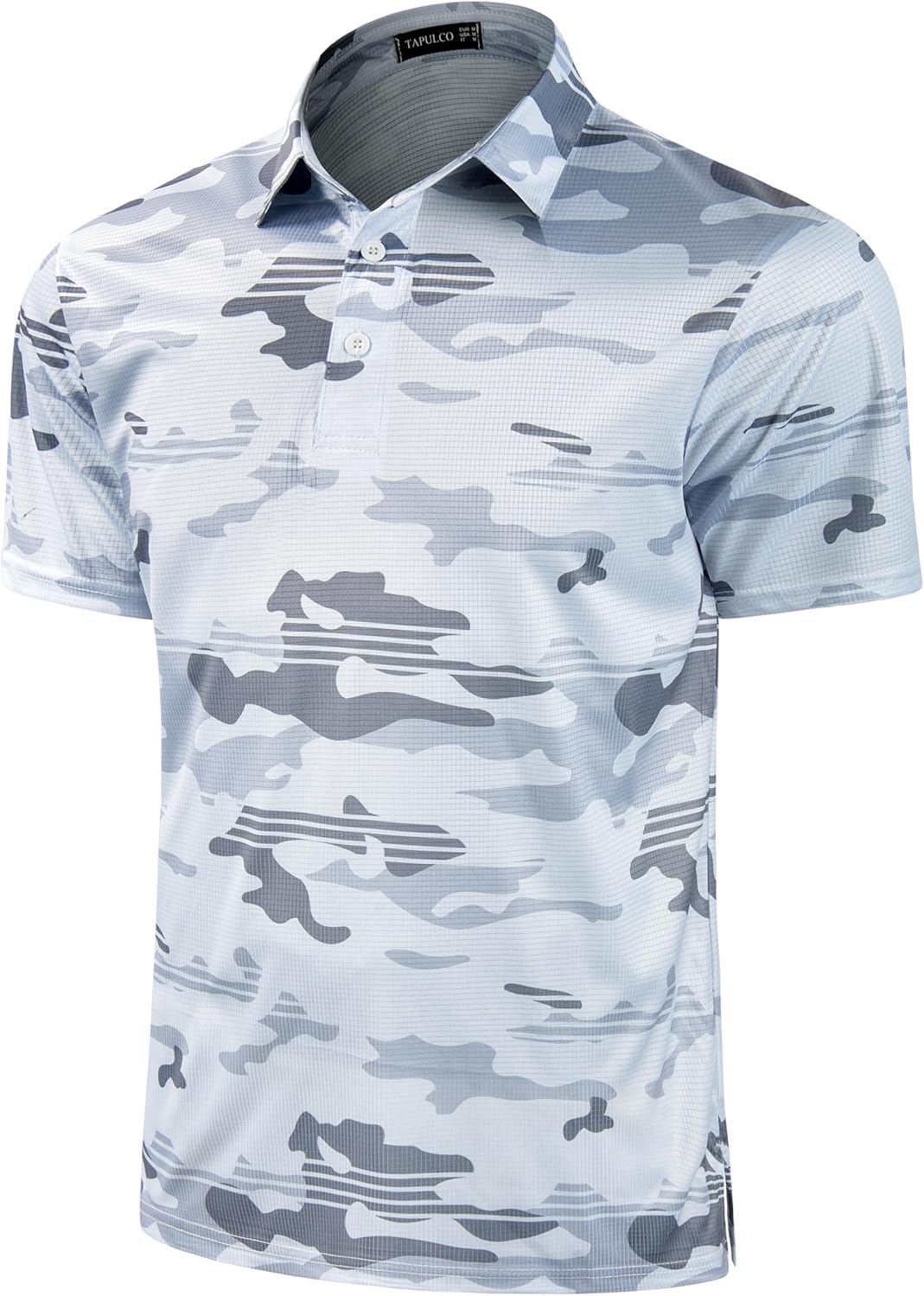 TAPULCO Mens Quick Dry Polo Shirts Camouflage Pattern Performance Athletic Lightweight Breathable Casual Golf Tshirts