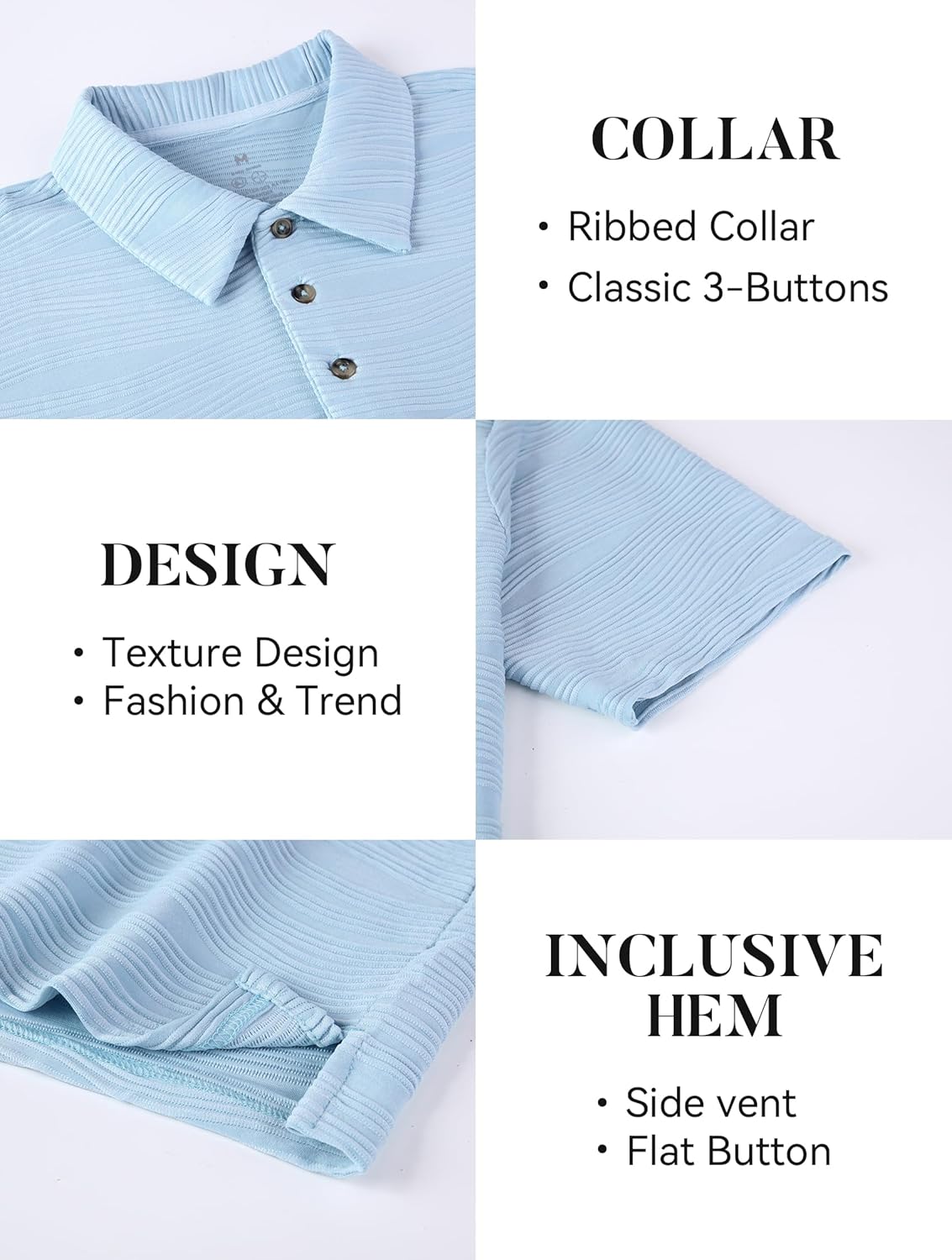 Esabel.C Golf Shirts for Men Dry Fit Performance Short Sleeve Print Moisture Wicking Collared Shirt
