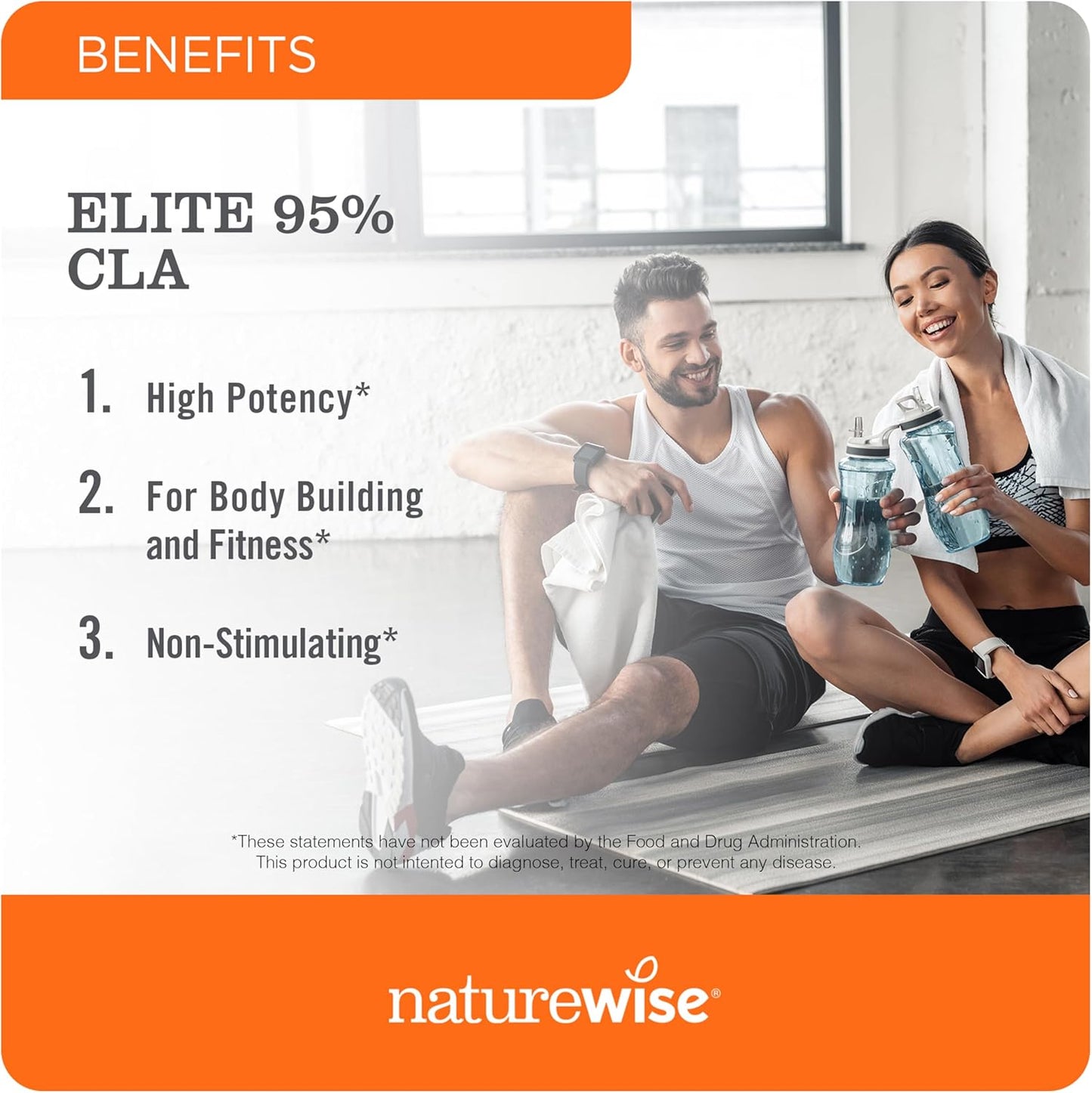 NatureWise CLA 1300 - 95% Active Conjugated Linoleic Acid for Women and Men, Not Stimulating, Supports Weight & Fitness Goals - Non-GMO, Gluten Free - 90 Softgels[1-Month Supply]