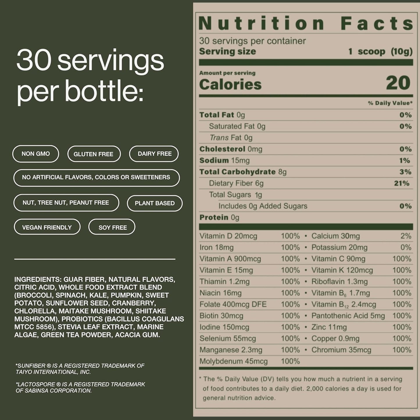 B.WILD Plant-Based Multivitamin Drink Mix – Refreshing Peach Green Tea with Prebiotics, Probiotics & Adaptogens for Gut Health & Stress Support – 30 Servings – Vegan, Gluten-Free