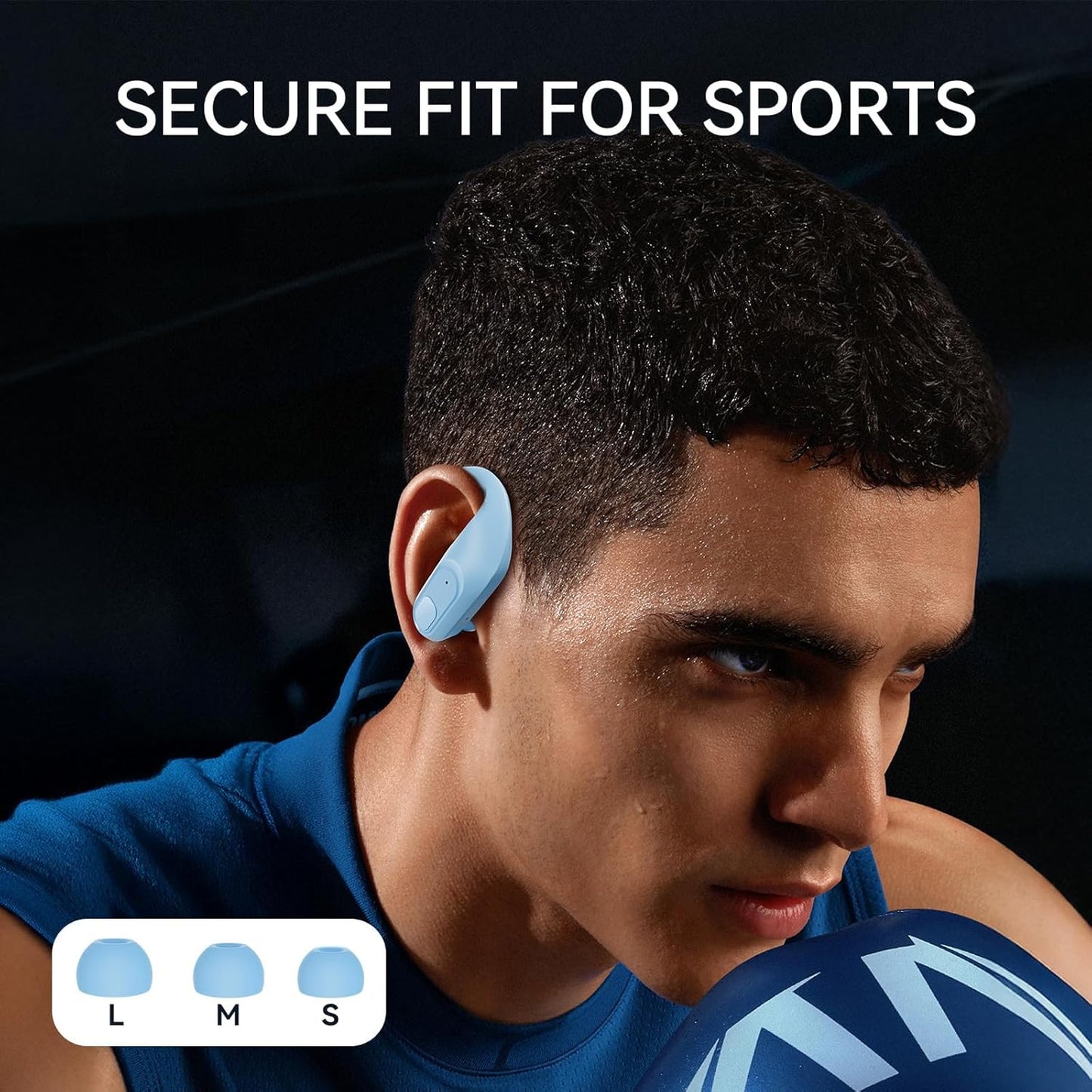 occiam Wireless Earbuds Bluetooth Headphones Ear Buds 96Hrs Playback Sport Over-Ear Waterproof Wireless Headphones Earphones with Earhooks ENC Mics Clear Call for Sport Running Workout Sky Blue