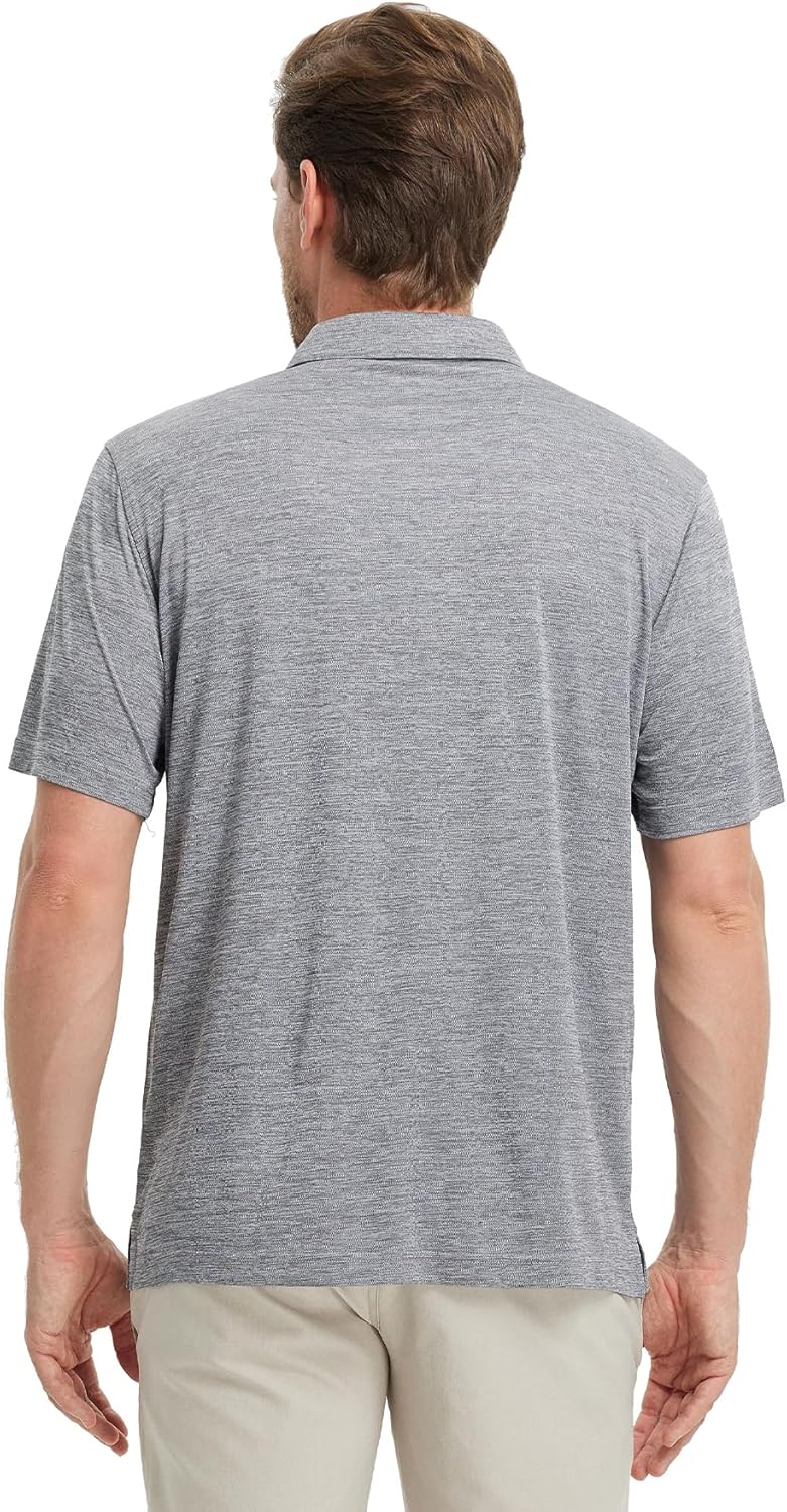 M MAELREG Golf Shirts for Men Short Sleeve Dry Fit Casual Striped Performance Moisture Wicking Collared Mens Polo Shirts