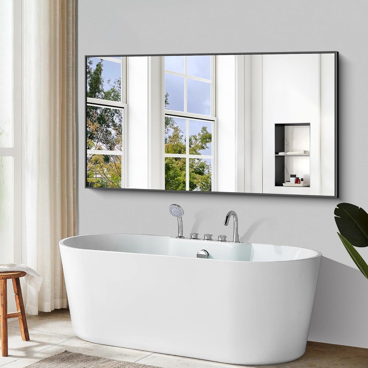 Bathroom Mirror,72x36 inch Bathroom Mirrors for Over Sink,Large Wall Mirror for Bathroom Wall Mounted Rectangle Mirrors,Black Vanity Mirror for Living Room,Bedroom Entryway,Horizontal/Vertical