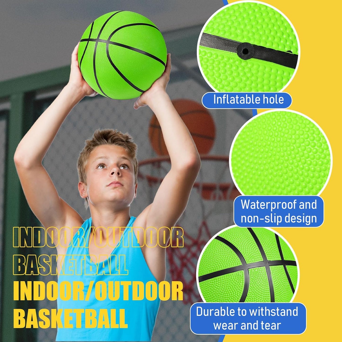 Jerify 12 Pack Official Size Rubber Basketballs for Kids Child Junior Youth Indoor Outdoor Sports Basket Balls with Pump Back to School Student Gifts Operation Christmas Bulk Items