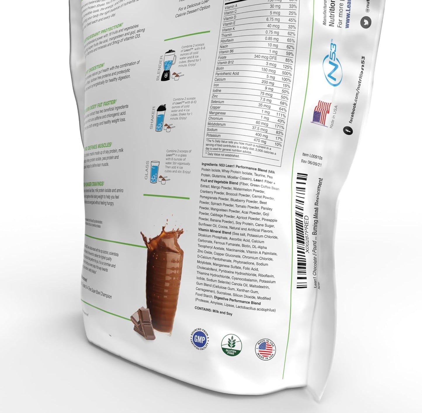 Lean1 Chocolate 5 Pound (37 Servings), Fat Burning Meal Replacement