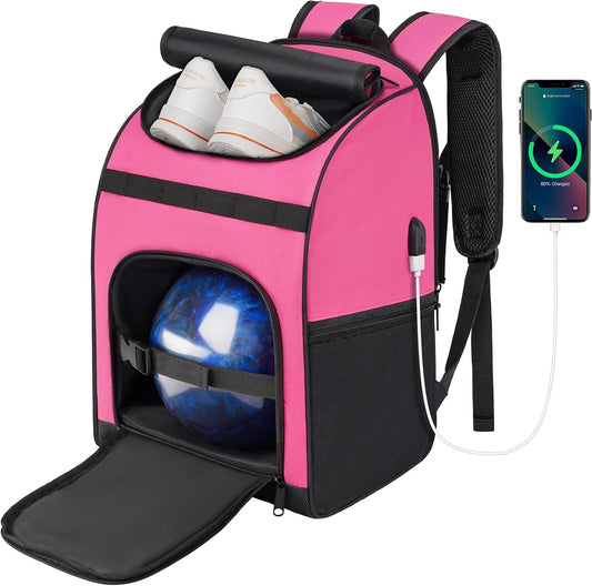 Single Bowling Ball Bag Backpack with Shoe Bag Up to Size 16, Accessories Gifts for Bowling Lovers,Bowling Bag with Padded Ball Holder