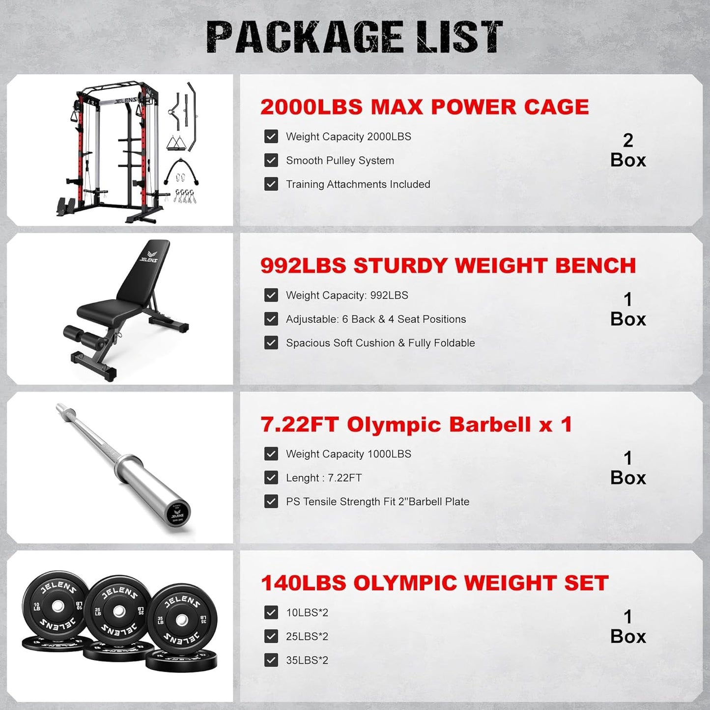 Power Cage, 2000LBS Multi-Function C21 Power Rack with Dual Pulley Cable Crossover System, All-in-One Squat Rack with More Training Attachments