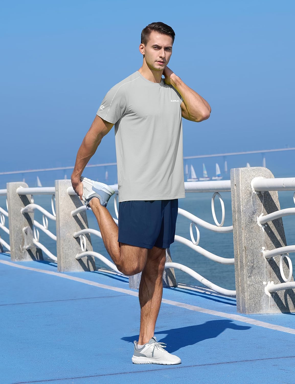 EZRUN Men's Lightweight Short Sleeve T-Shirt Quick Dry Workout Running Athletic Swim Shirts Fishing Rash Guard