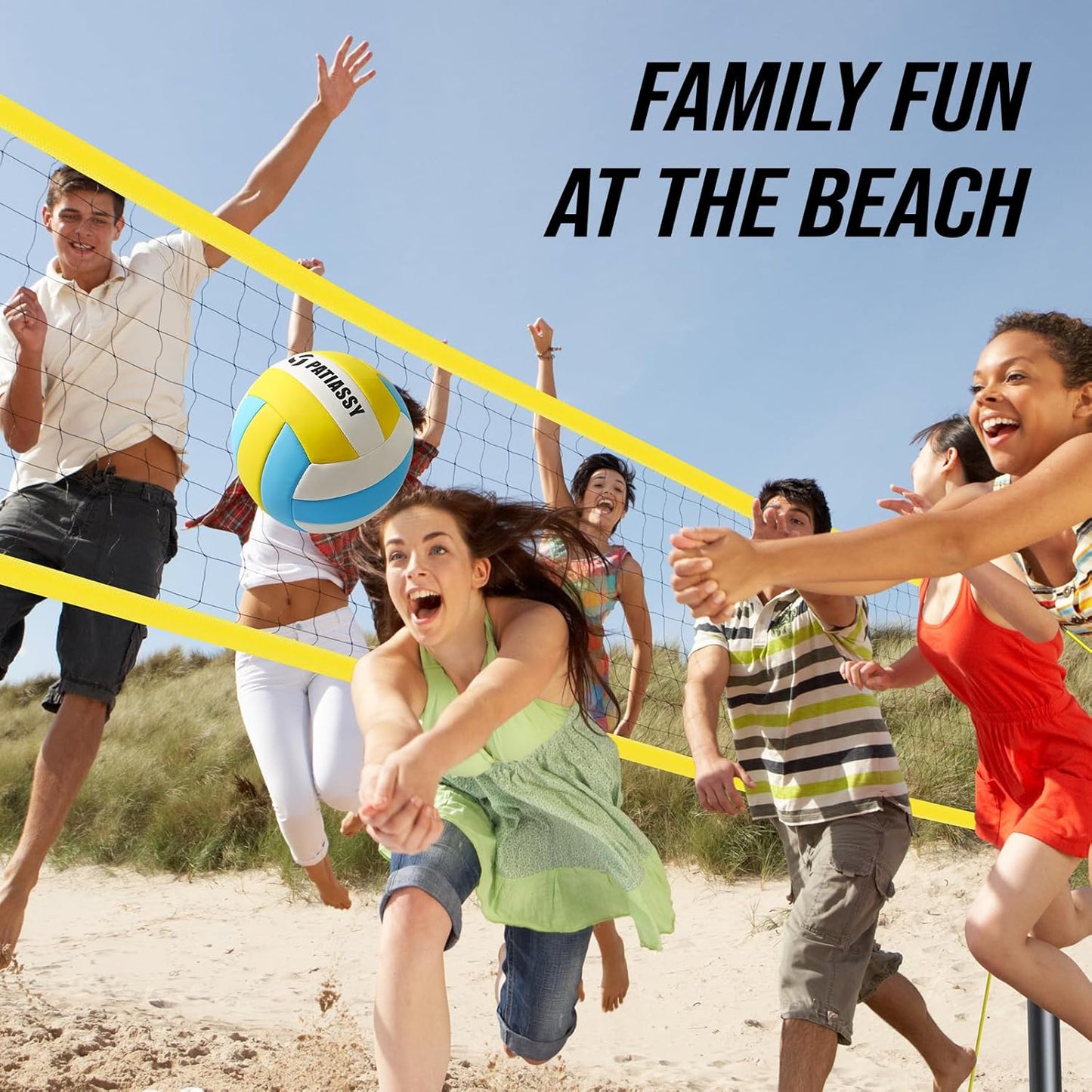 Outdoor Portable Volleyball Net Set System for Backyard - Quick & Easy Setup Adjustable Height Poles, PU Volleyball, Pump and Carrying Bag