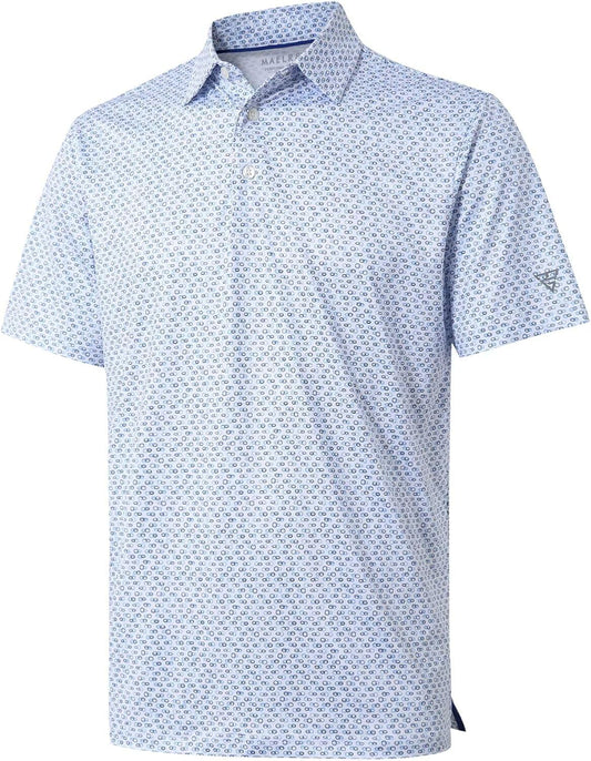 Men's Golf Polo Shirts Short Sleeve Striped Performance Moisture Wicking Dry Fit Golf Shirts for Men