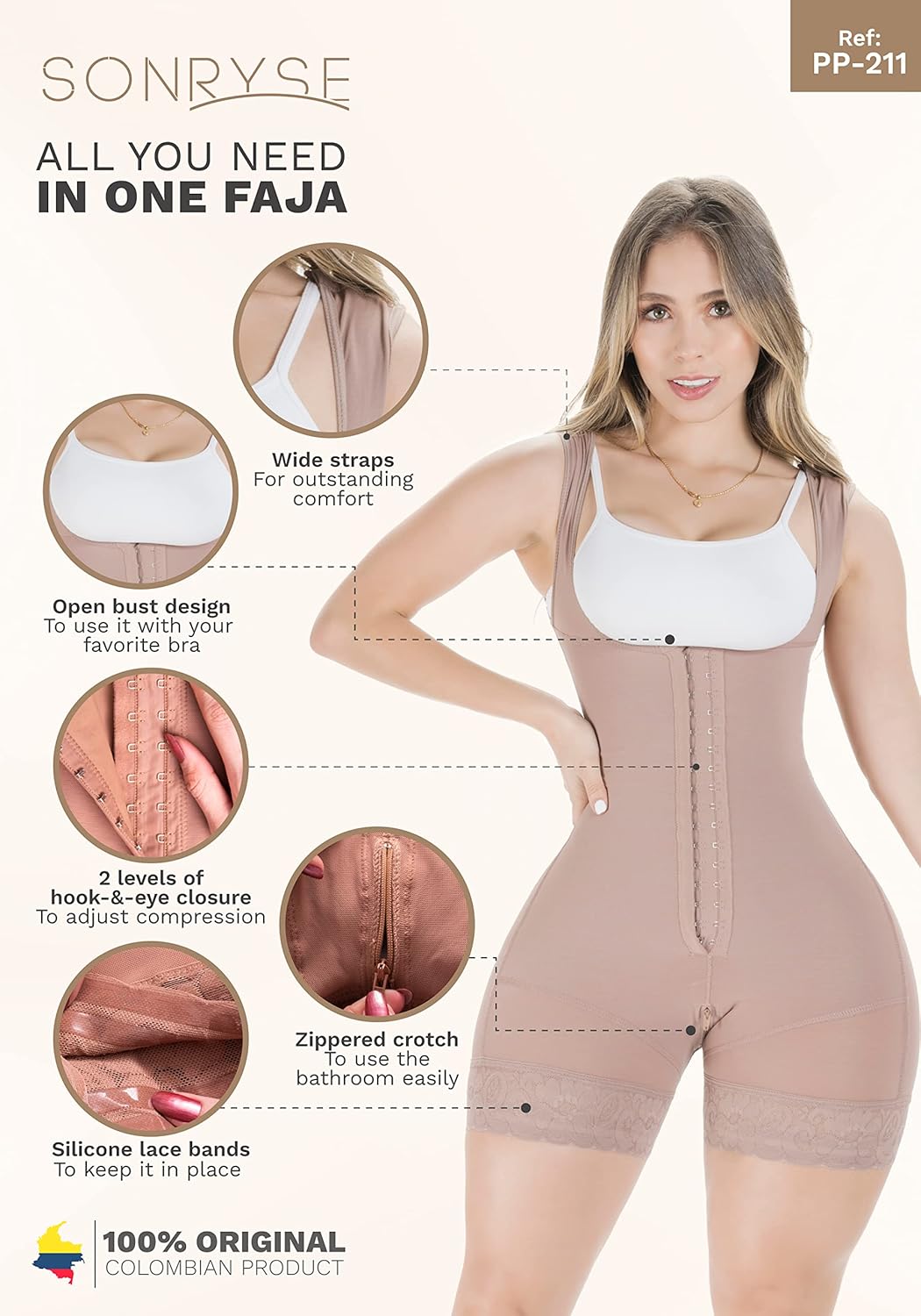 Sonryse Tummy Tuck Compression Garment for Women Fajas Colombianas Reductoras y Moldeadoras Stage 2 Faja