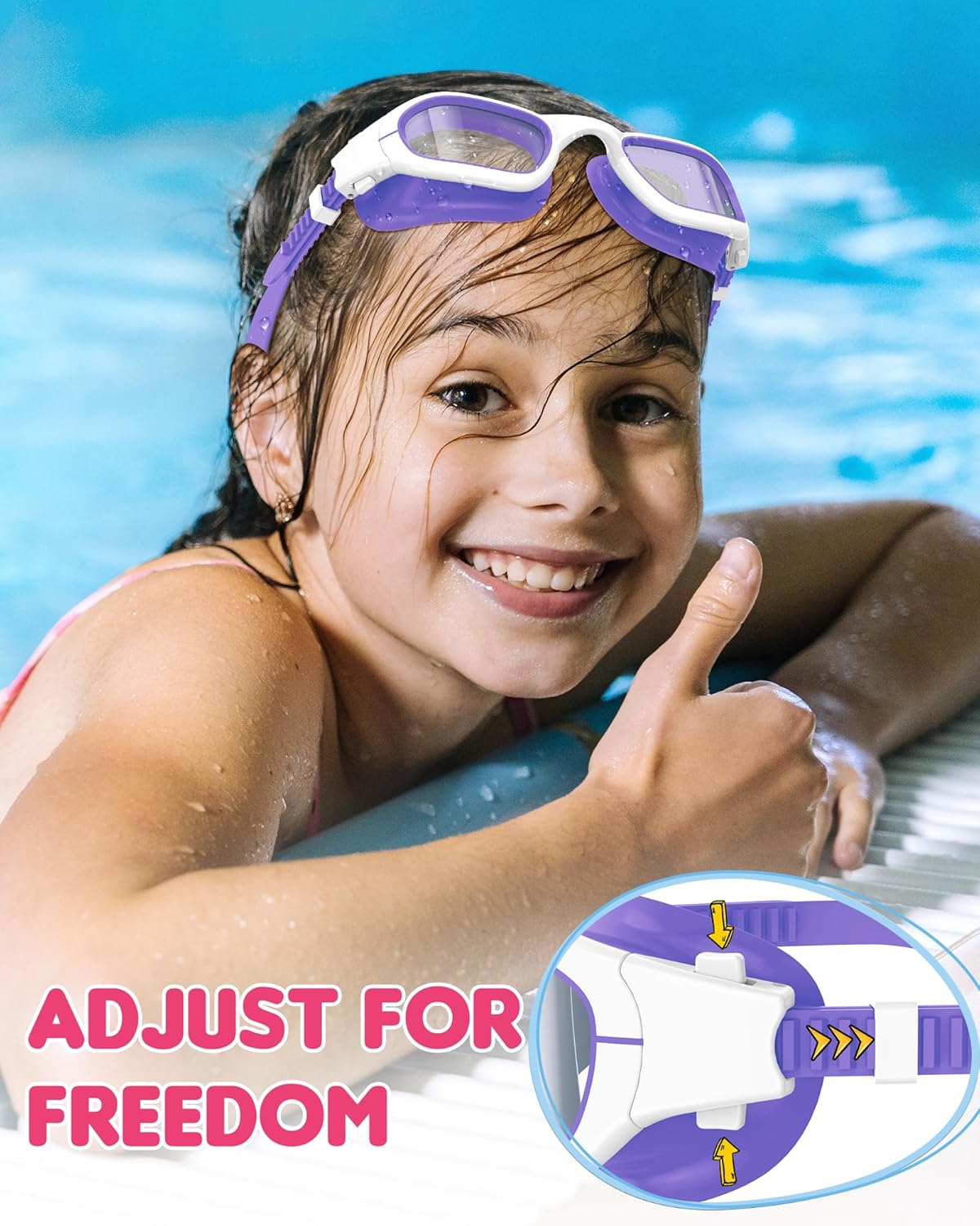 Kids Swim Goggles,Swimming Goggles for Kids 6-14, Anti-Fog UV Protection Pool Glasses for Boys Girls