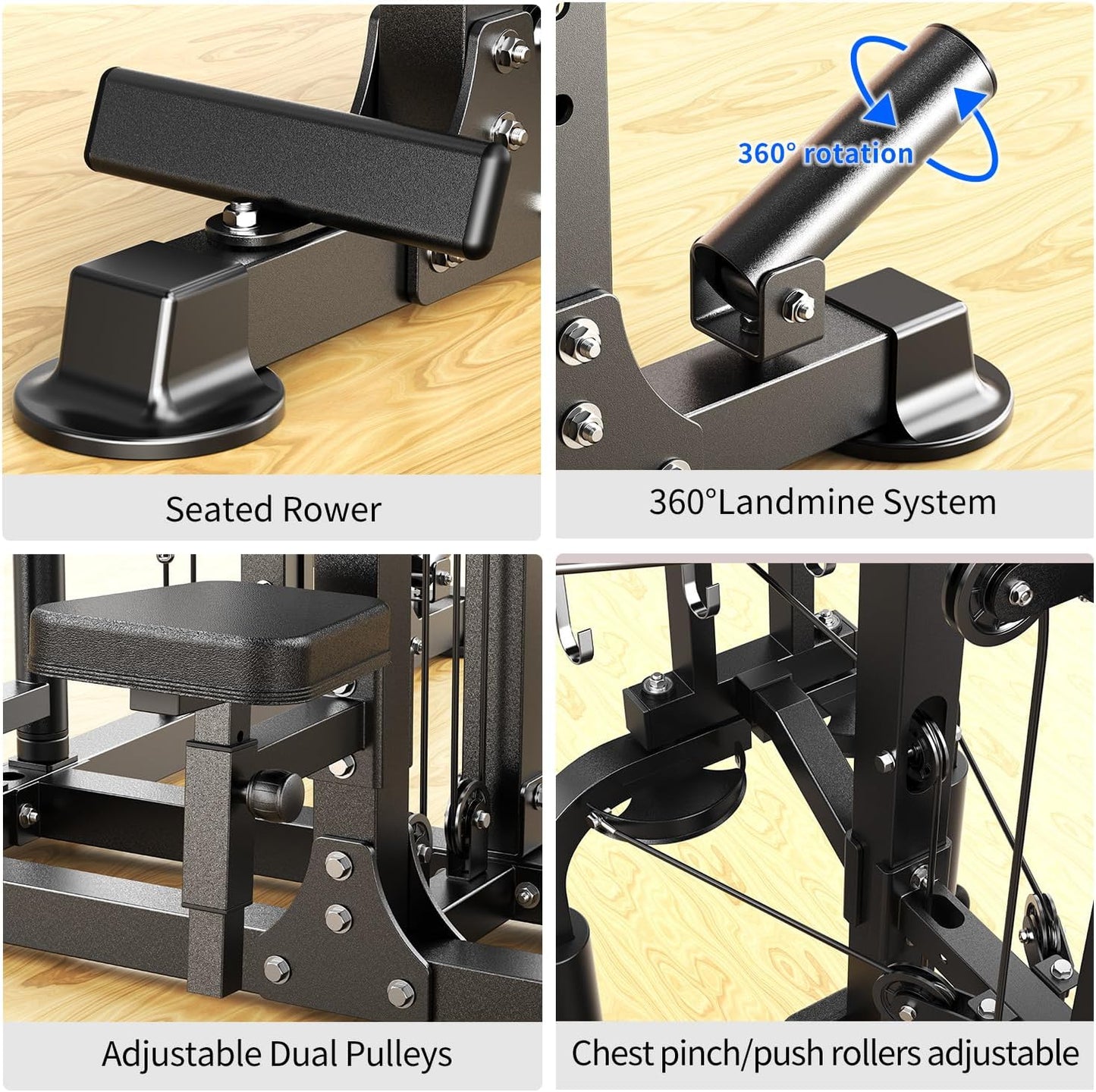Power Cage,1600lbs Multi-Function Power Rack with Adjustable Cable Crossover System and More Training Attachment, Weight Cage for Home Gym
