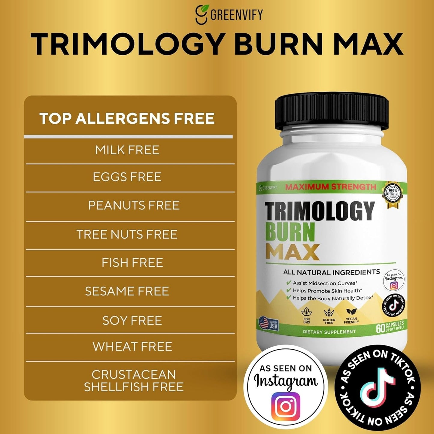Trimology Burn Max Natural Supplement, 60 Capsules, 30 Day Supply, Vegan, Gluten Free (3)