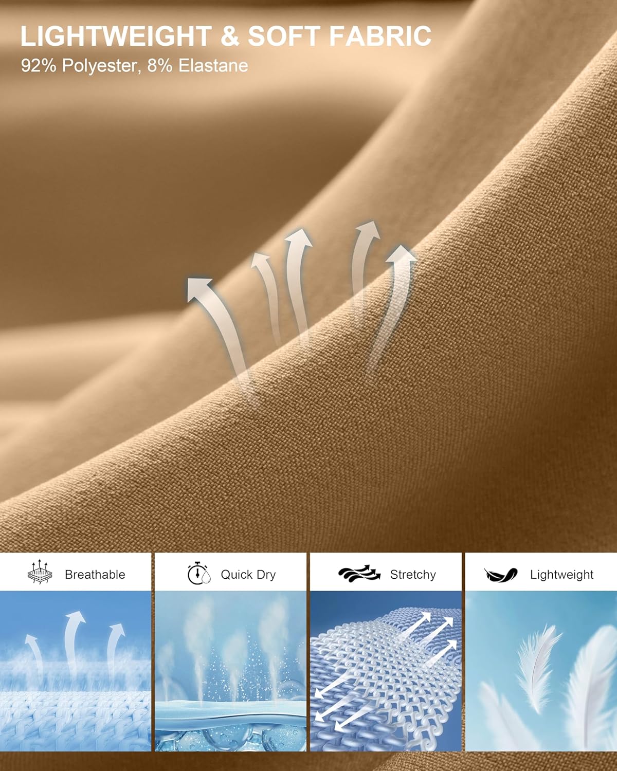 Pudolla Men's Casual Shorts 7"/9" Lightweight Golf Shorts with 3 Pockets Stretch Quick Dry Comfy Work Shorts