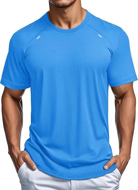 MAGCOMSEN Men's Dry Fit Shirts Mesh Short Sleeve Athletic Lightweight Workout Performance Hiking Shirt