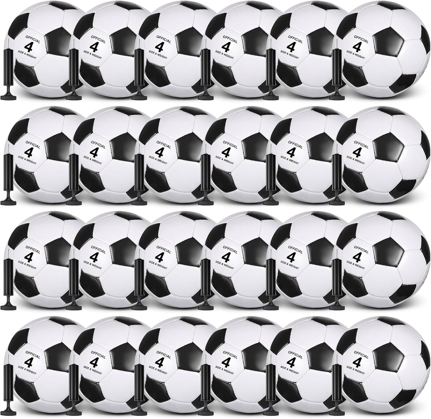 Sotiff 24 Pcs Size 5/4 Soccer Ball Bulk with 24 Pump Deflated Soccer Balls for Kids Teen Football Bulk for Game Training School Team Sports Adults Player Practice Outdoor