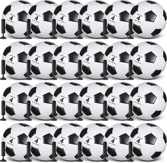 Sotiff 24 Pcs Size 5/4 Soccer Ball Bulk with 24 Pump Deflated Soccer Balls for Kids Teen Football Bulk for Game Training School Team Sports Adults Player Practice Outdoor