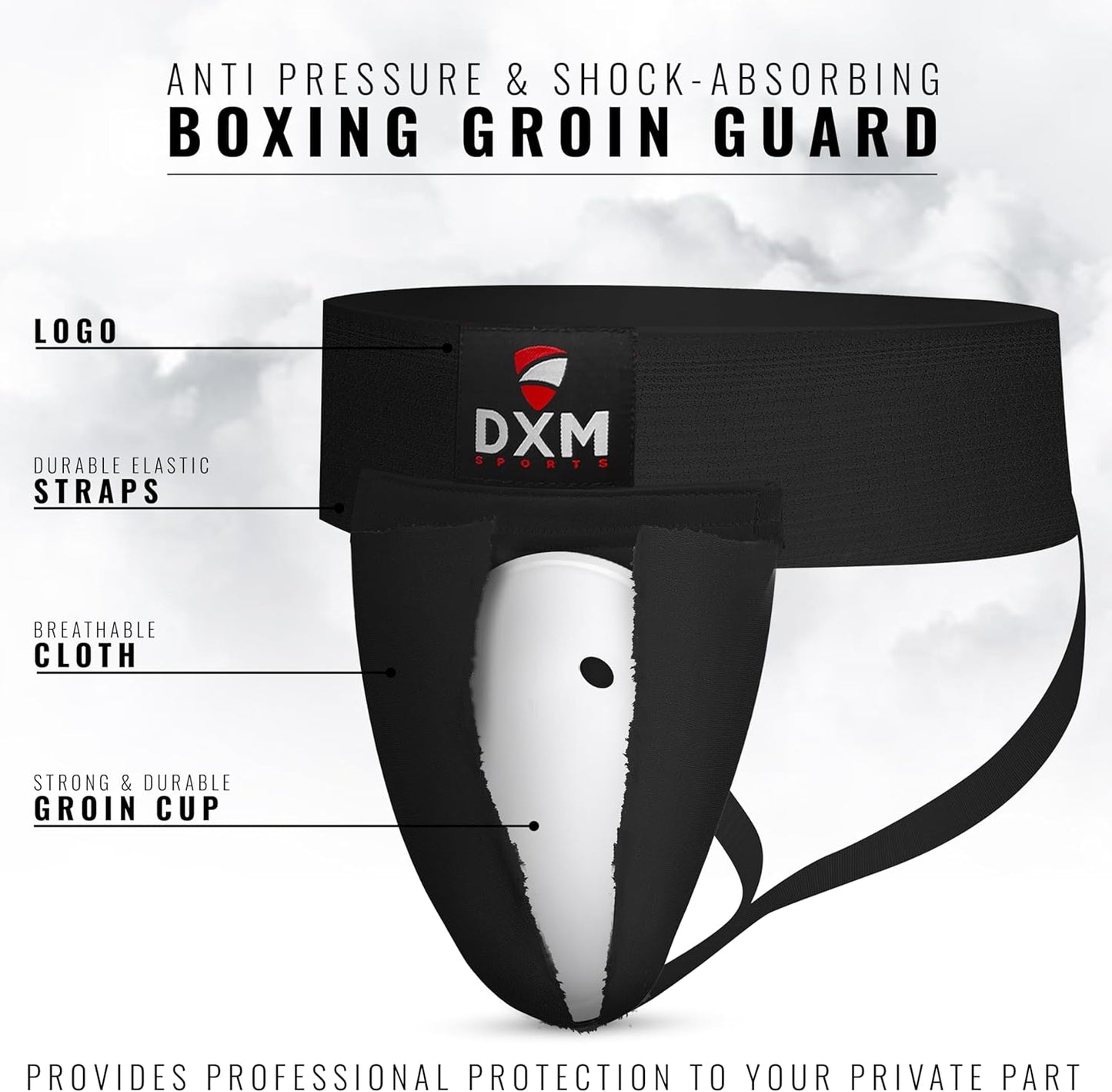 DXM SPORTS Groin Protector Cup Men, Boxing Kickboxing MMA Muay Thai Sparring Groin Guard, Ventilated Adjustable, Karate Fighting Training, Underwear Jiu Jitsu BJJ Protection