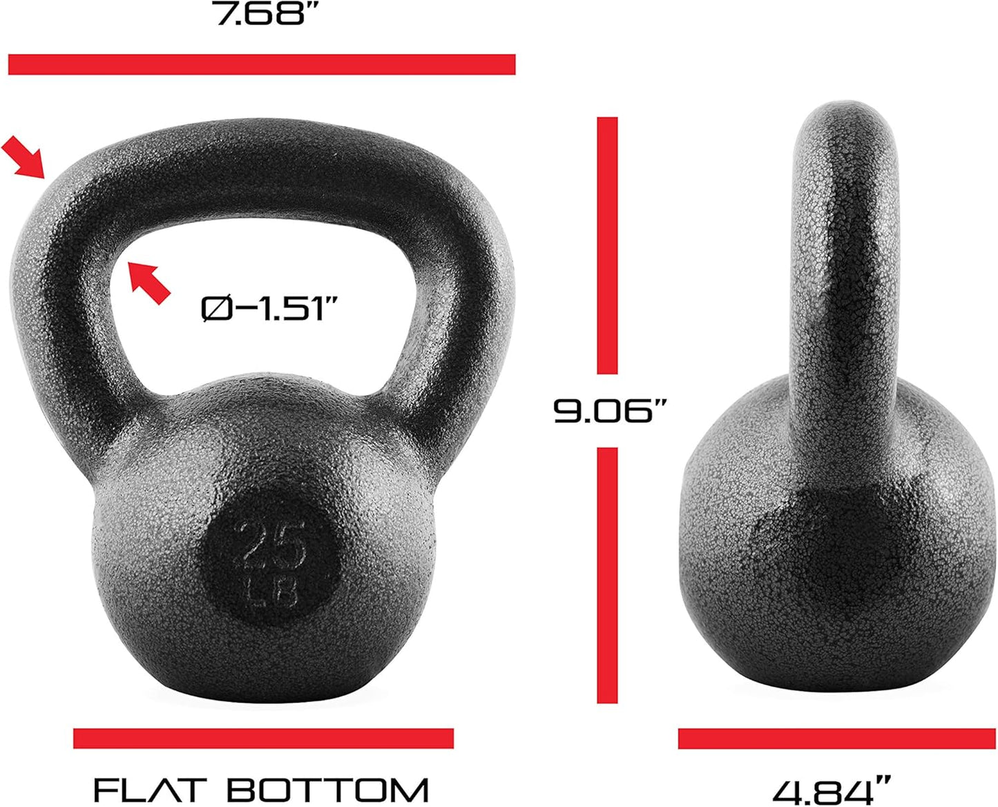 WF Athletic Supply Hammerstone Painted Cast Iron Kettlebells, Home & Gym Equipment, Great for Strength Training, Full Body Workout & Crossfit Training, Color & Size Options Available in 10-80 Pounds