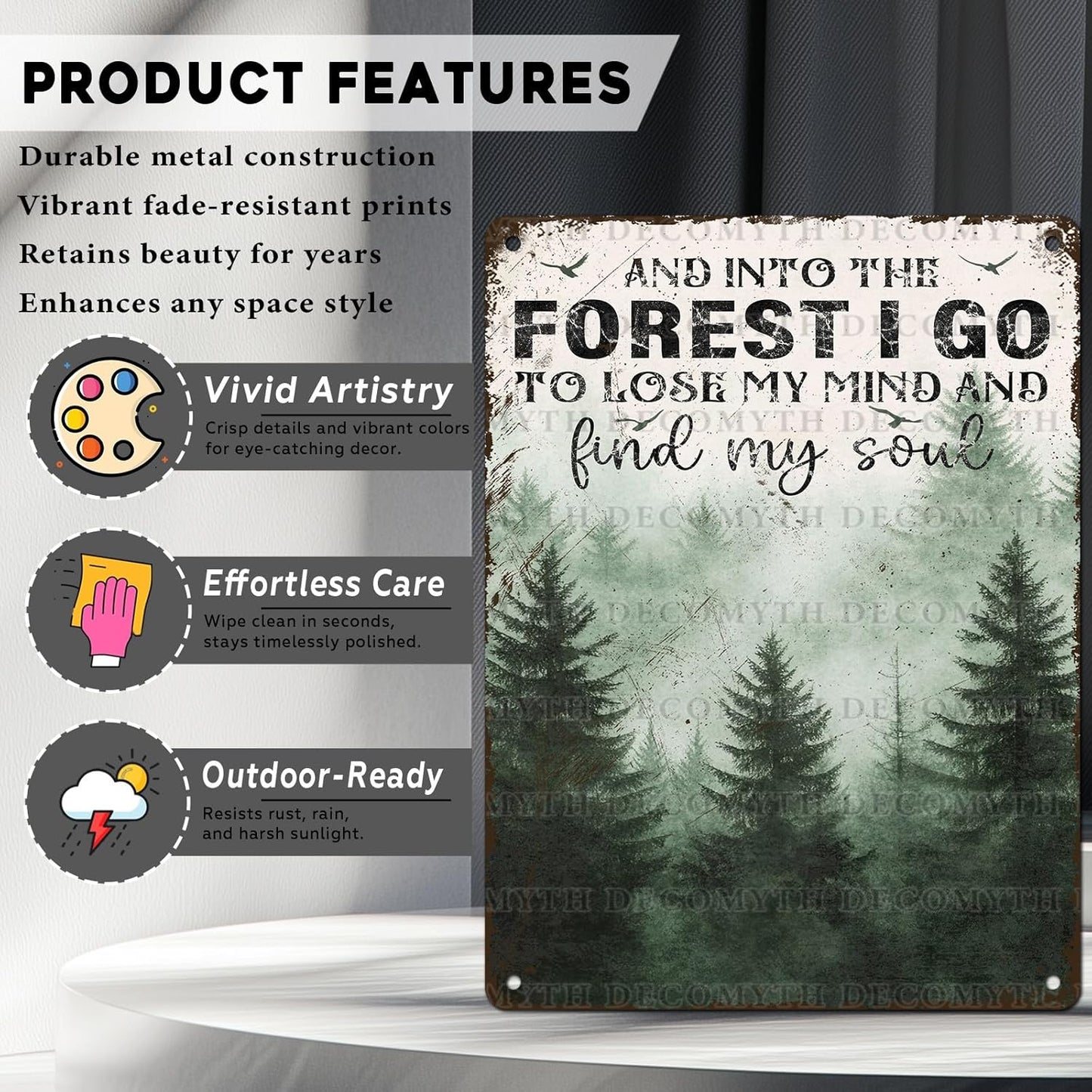 Vintage Sign And Into The Forest I Go to Lose My Mind and Find My Soul Hiking Girl Retro Metal Tin Sign for Home Coffee Wall Decor 12 * 16inch