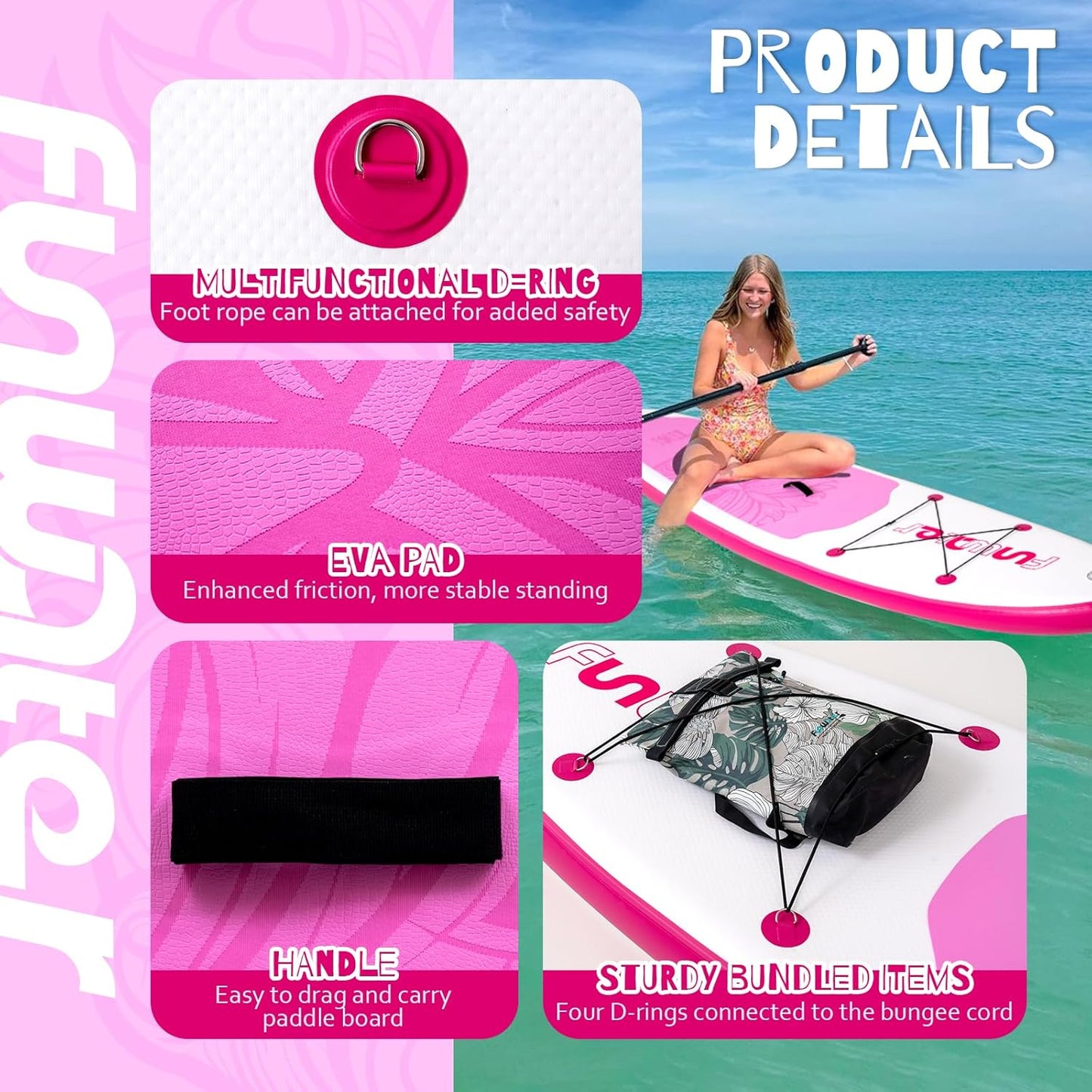 FunWater Inflatable Ultra-Light Stand Up Paddle Board for All Skill Levels with Premium SUP Paddleboard Accessories,Non-Slip Comfort Deck for Youth & Adults